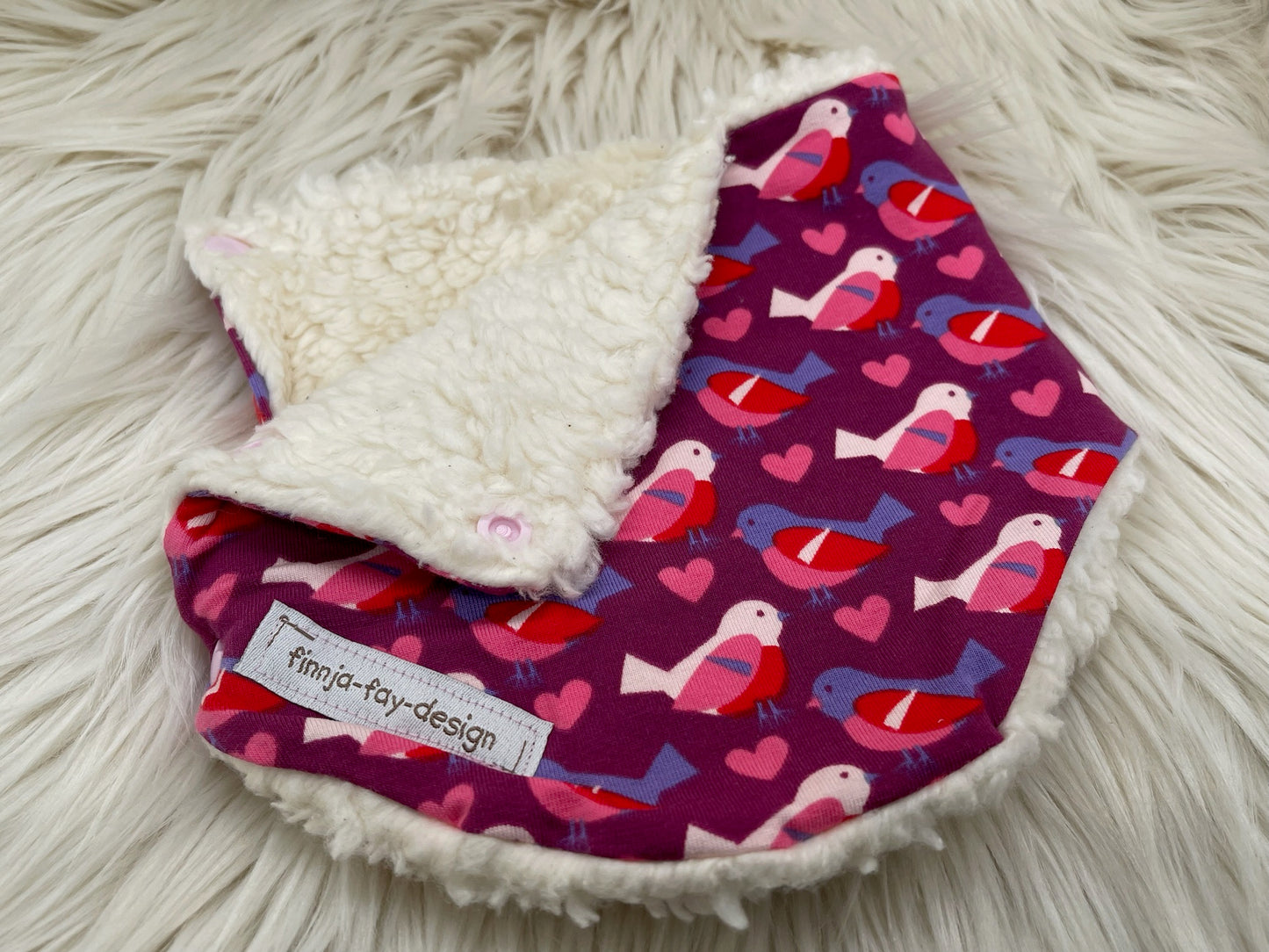 Halssocke Halsloop Vögel rosa/lila KU 44/48