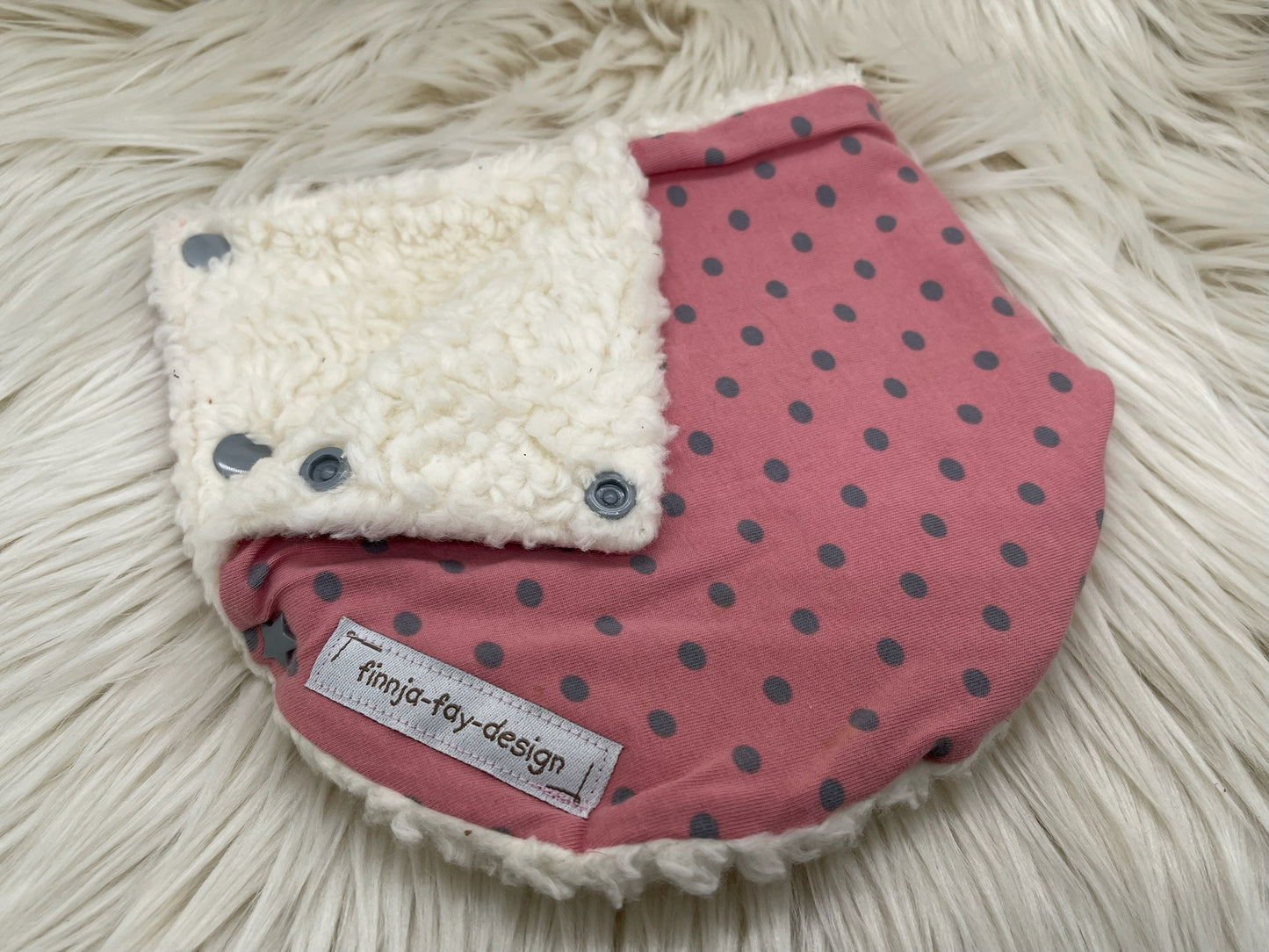 Halssocke Halsloop Punkte grau/rosa KU 38/43 44/48