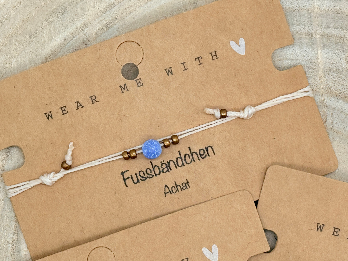 Halbedelstein Fussbändchen Achat blau