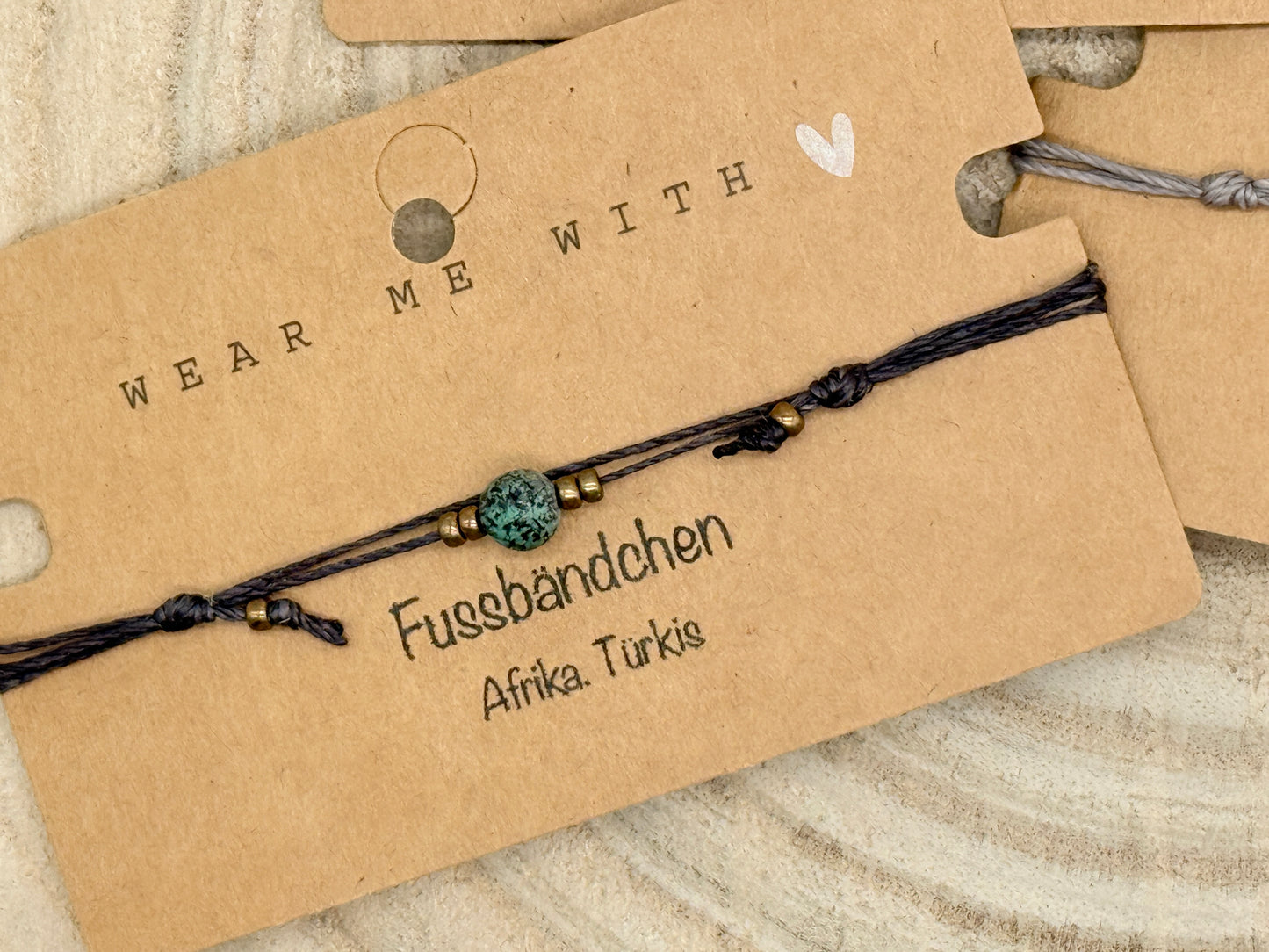 Halbedelstein Fussbändchen Afrika. Türkis grün