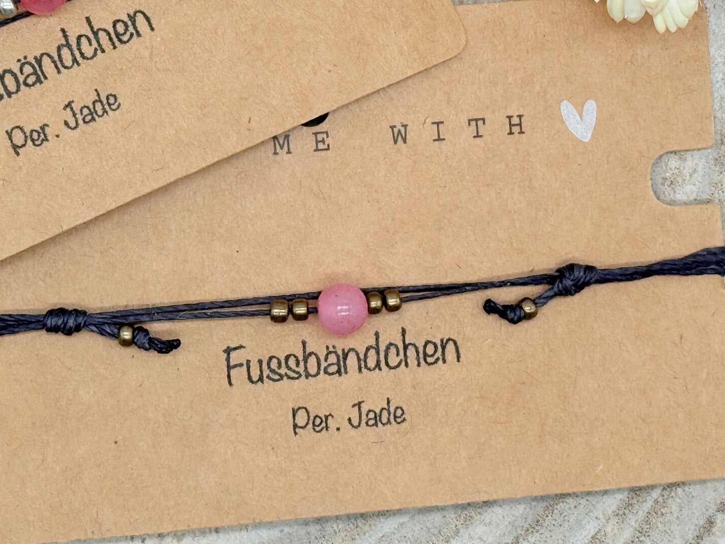 Halbedelstein Fussbändchen persische Jade rosa