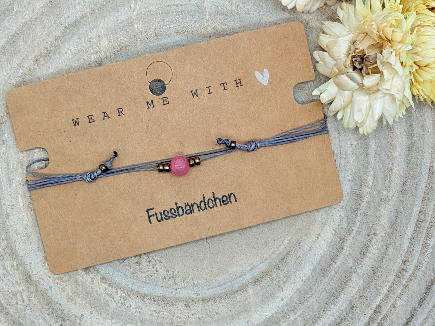 Halbedelstein Fussbändchen persische Jade rosa