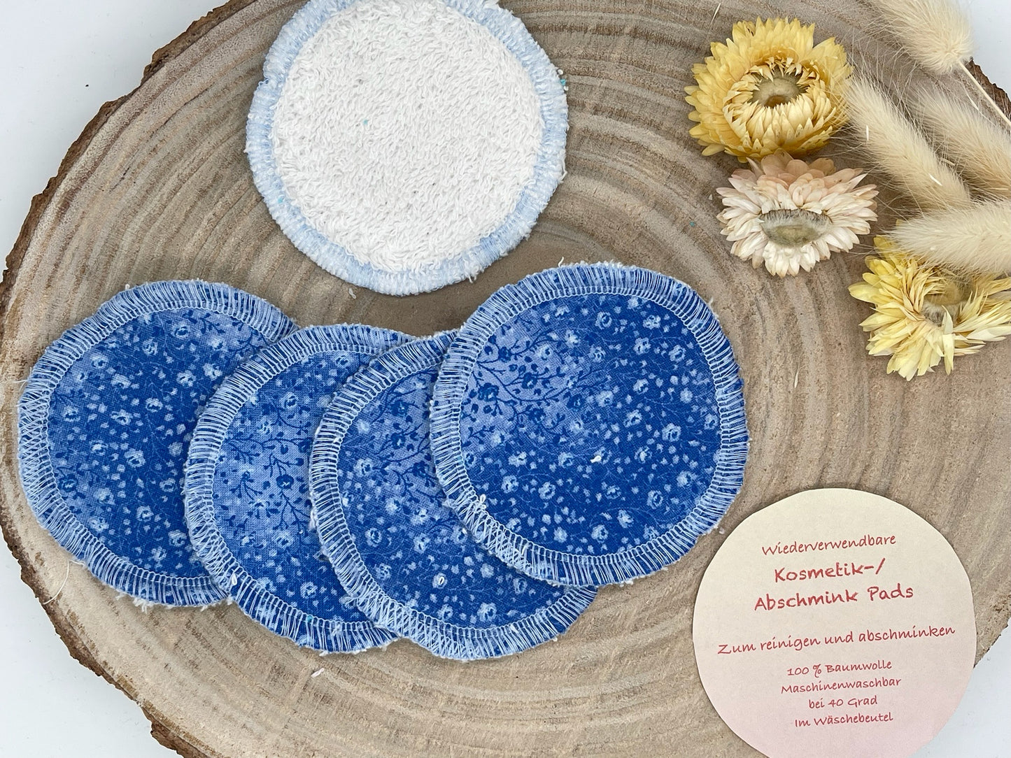 5 waschbare Abschminkpads Tropfen blau
