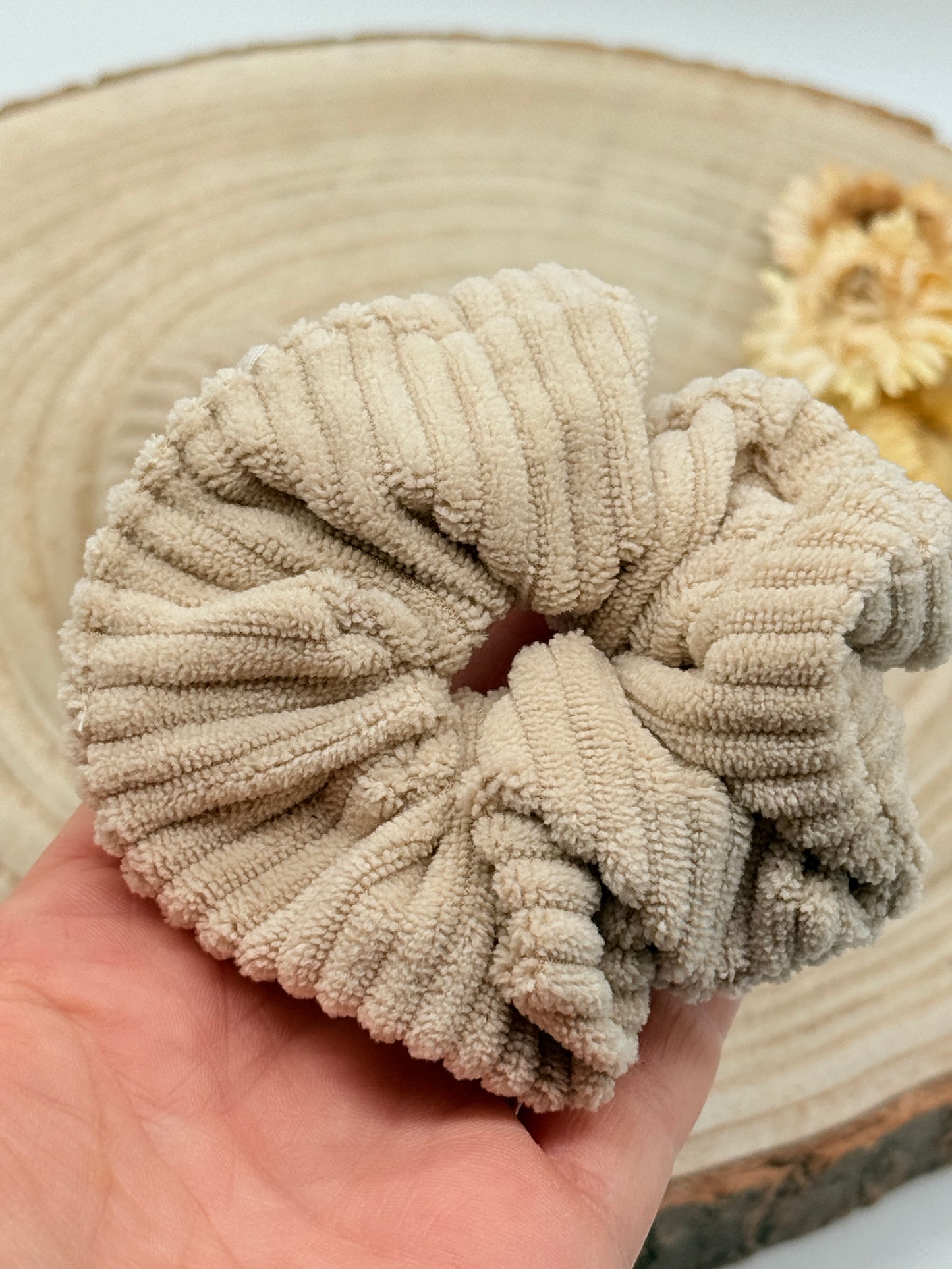 Cord Scrunchie Haargummi uni hellbraun