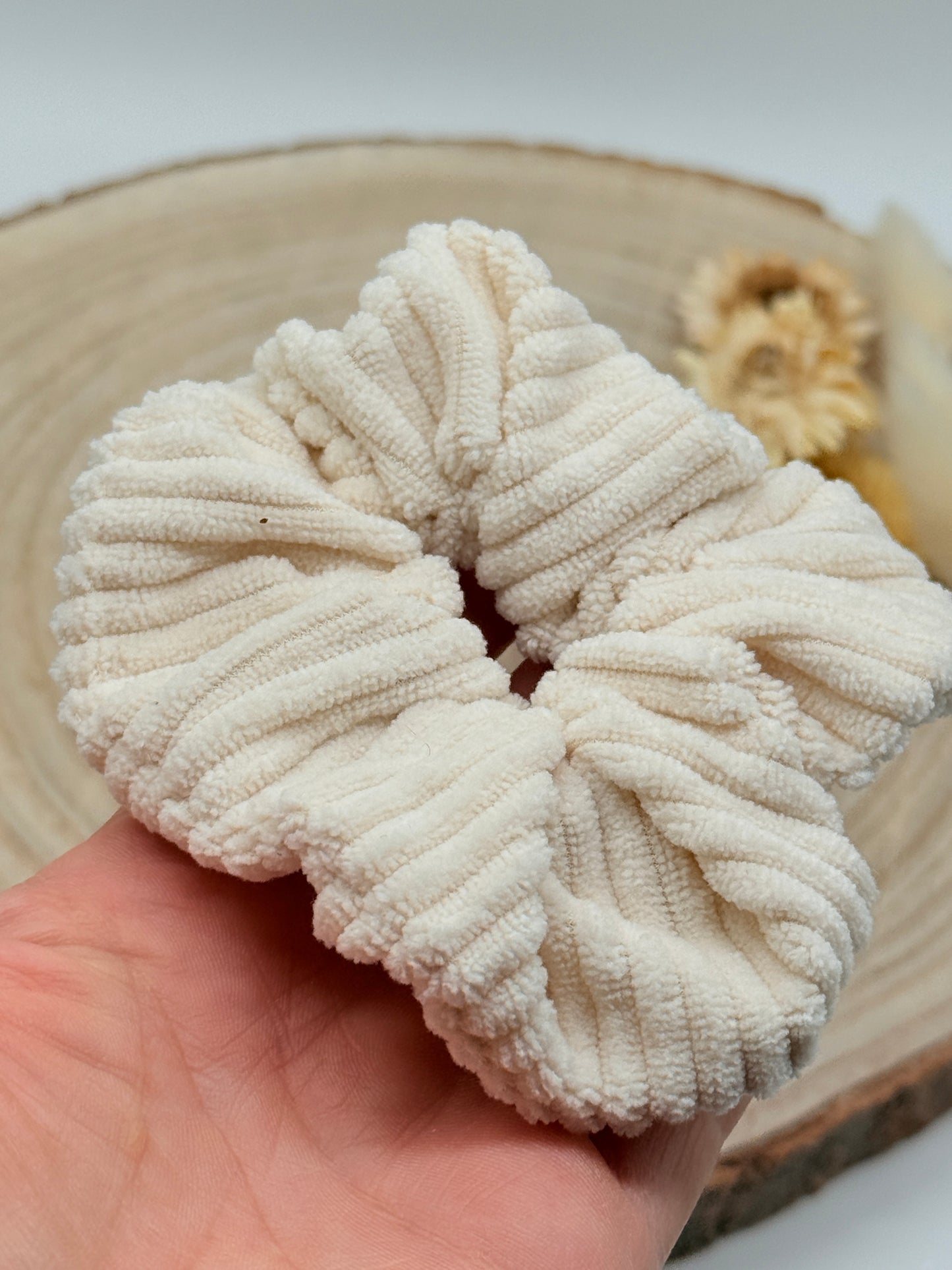 Cord Scrunchie Haargummi uni naturweiss