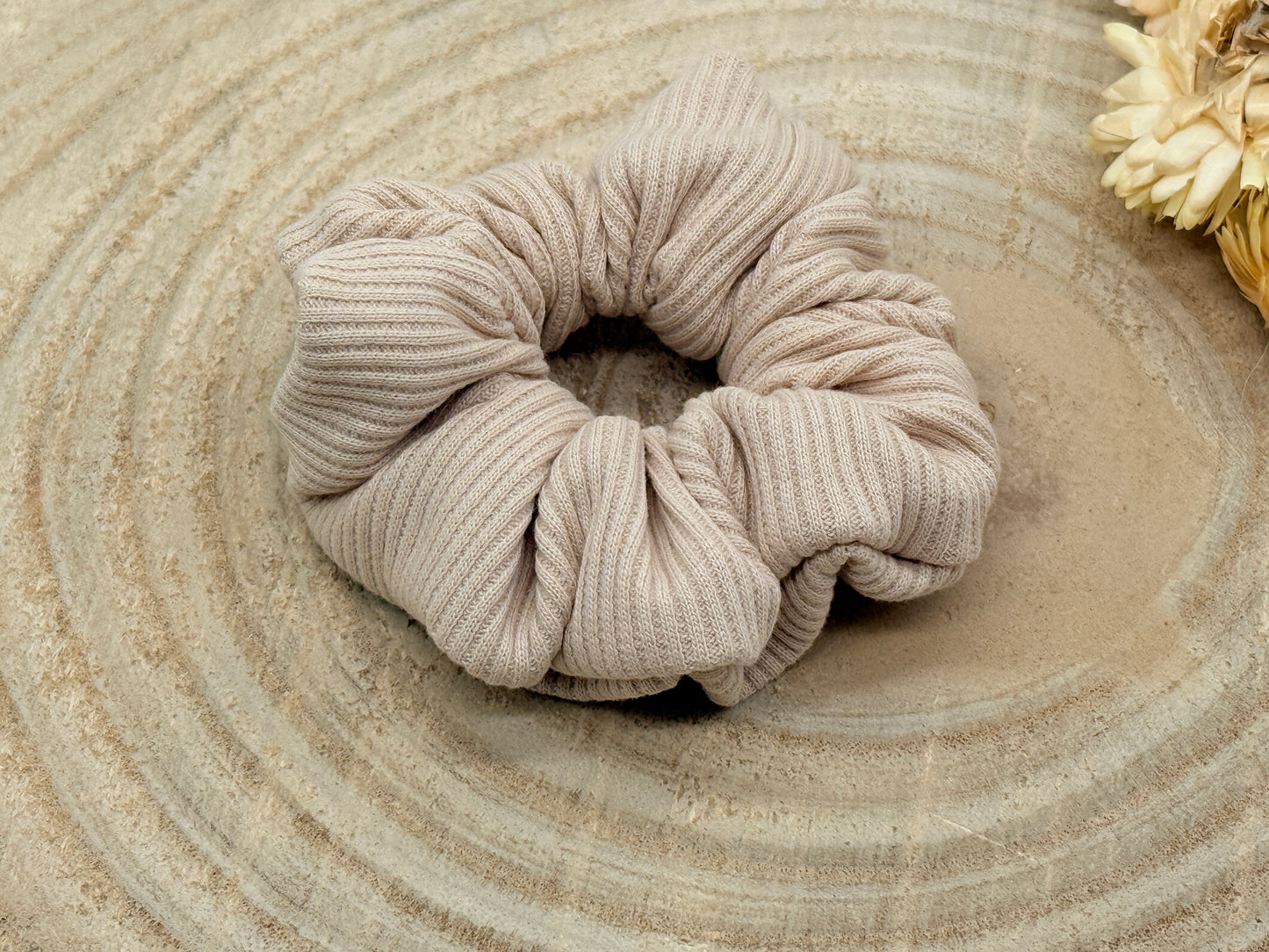 Ripp-Jersey Scrunchie Haargummi uni hellbraun