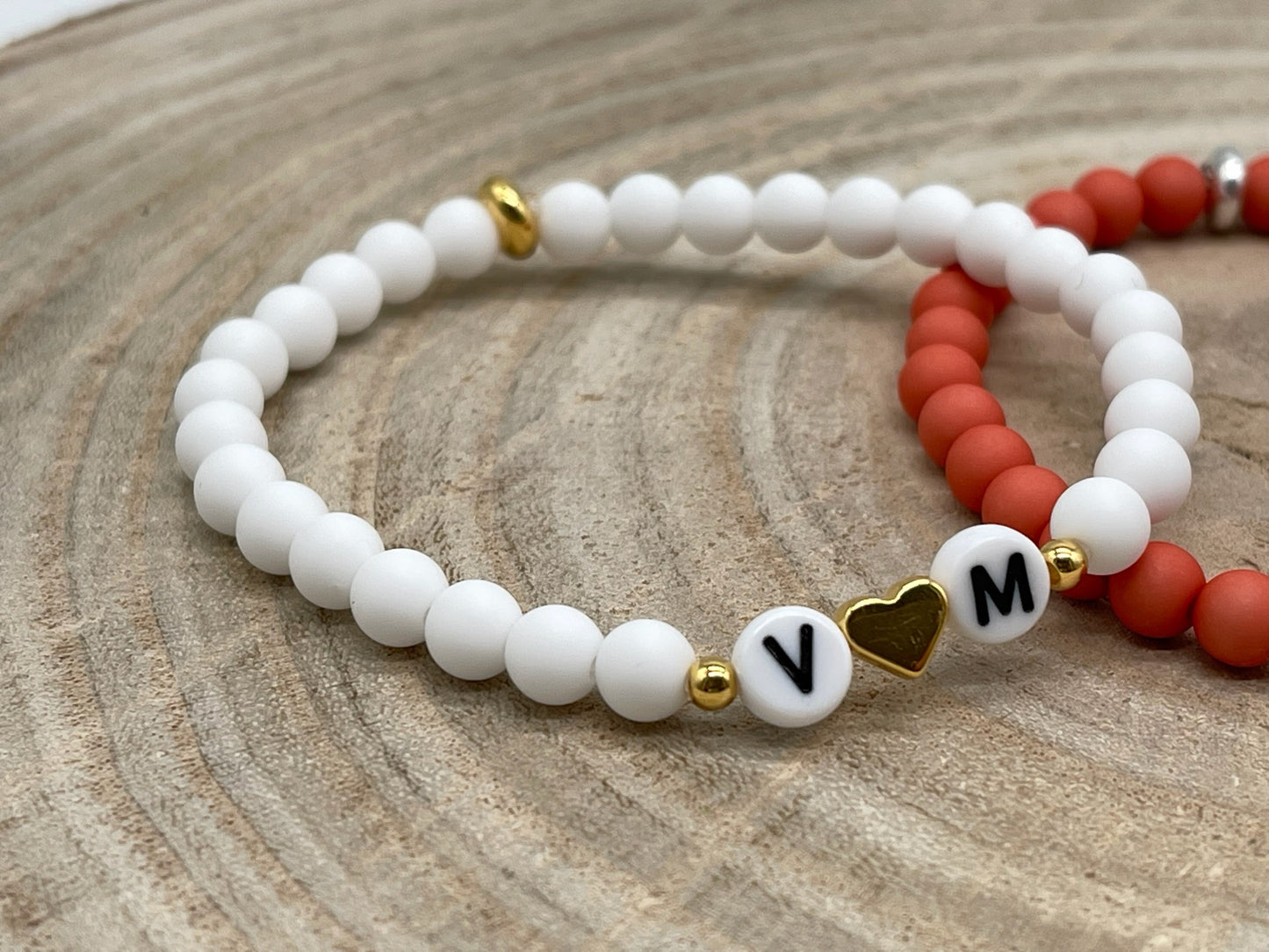 Acryl Perlen Armband personalisiert mit Herz & Initalen