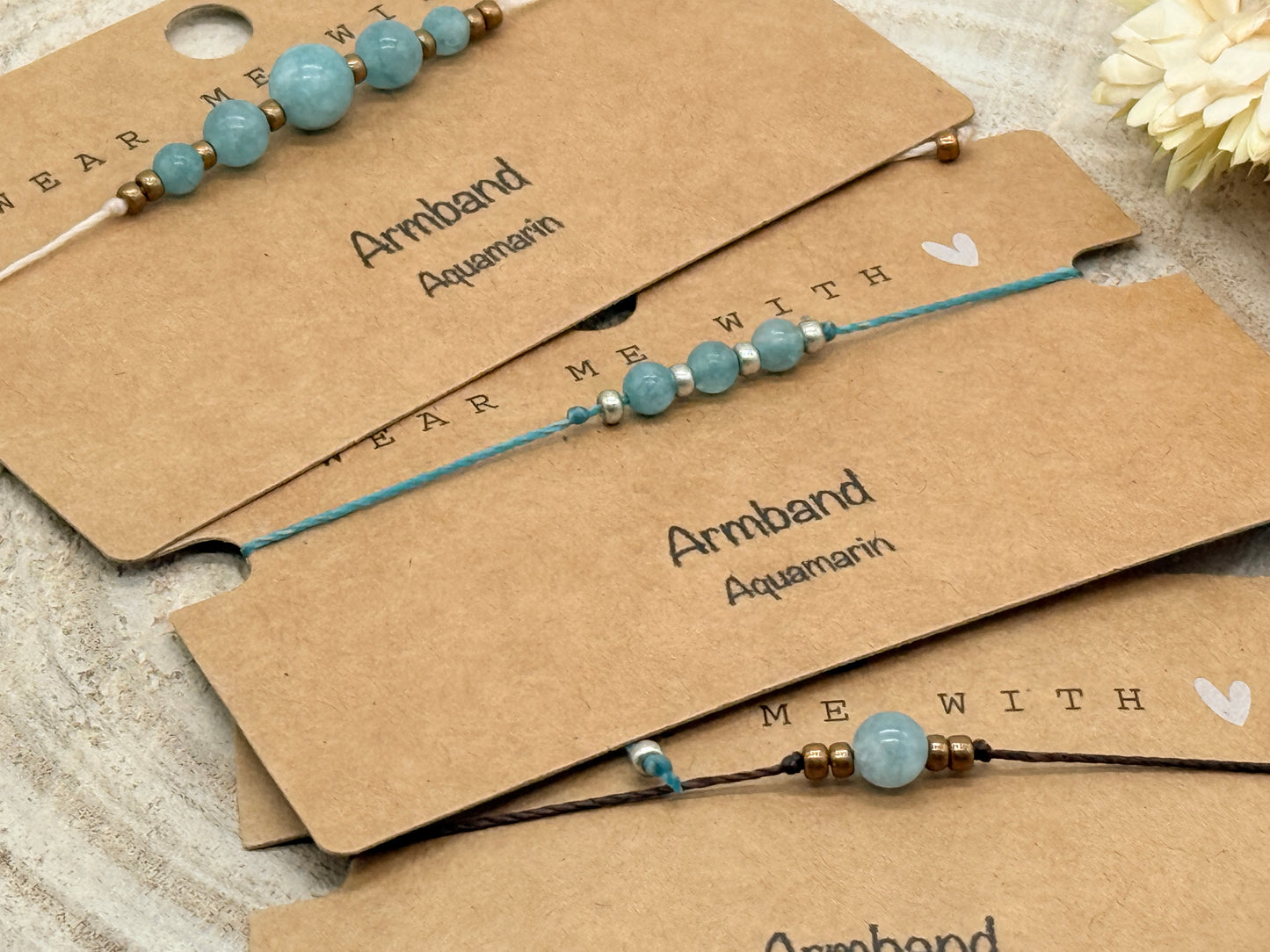 Freundschaftsarmband Makramee Halbedelstein Armband Aquamarin