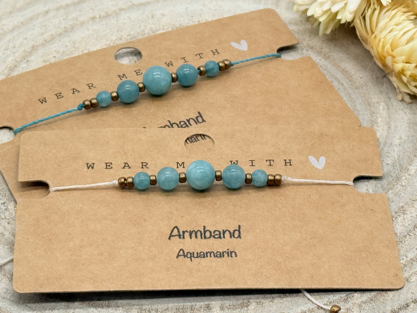 Freundschaftsarmband Makramee Halbedelstein Armband Aquamarin