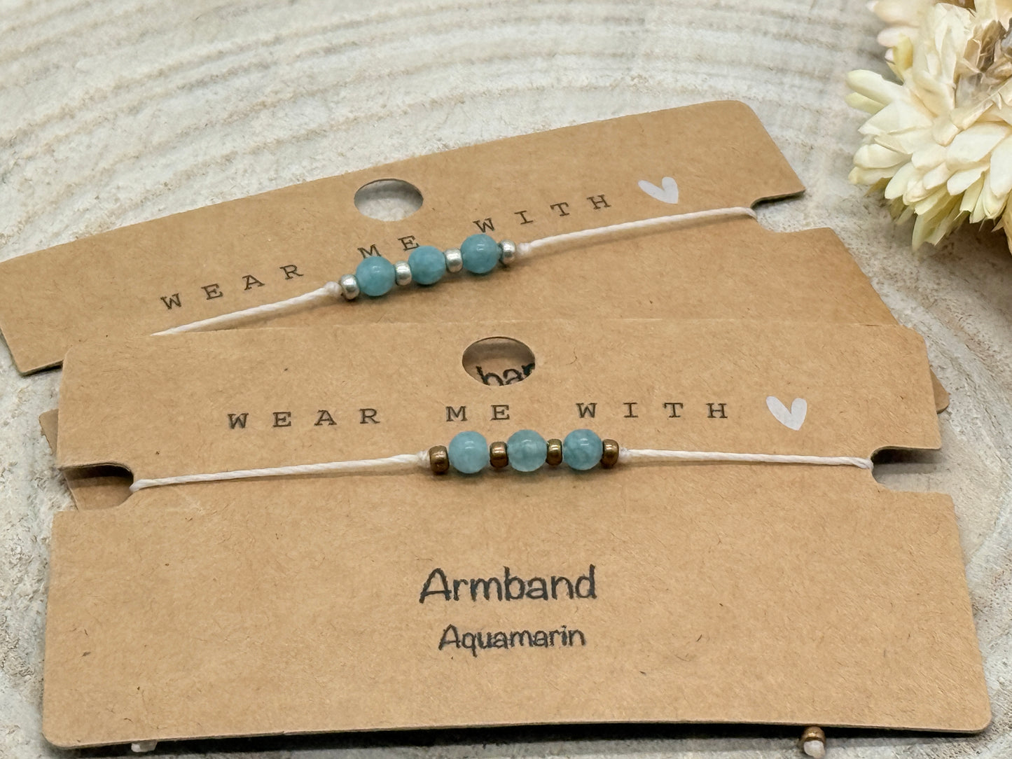 Freundschaftsarmband Makramee Halbedelstein Armband Aquamarin
