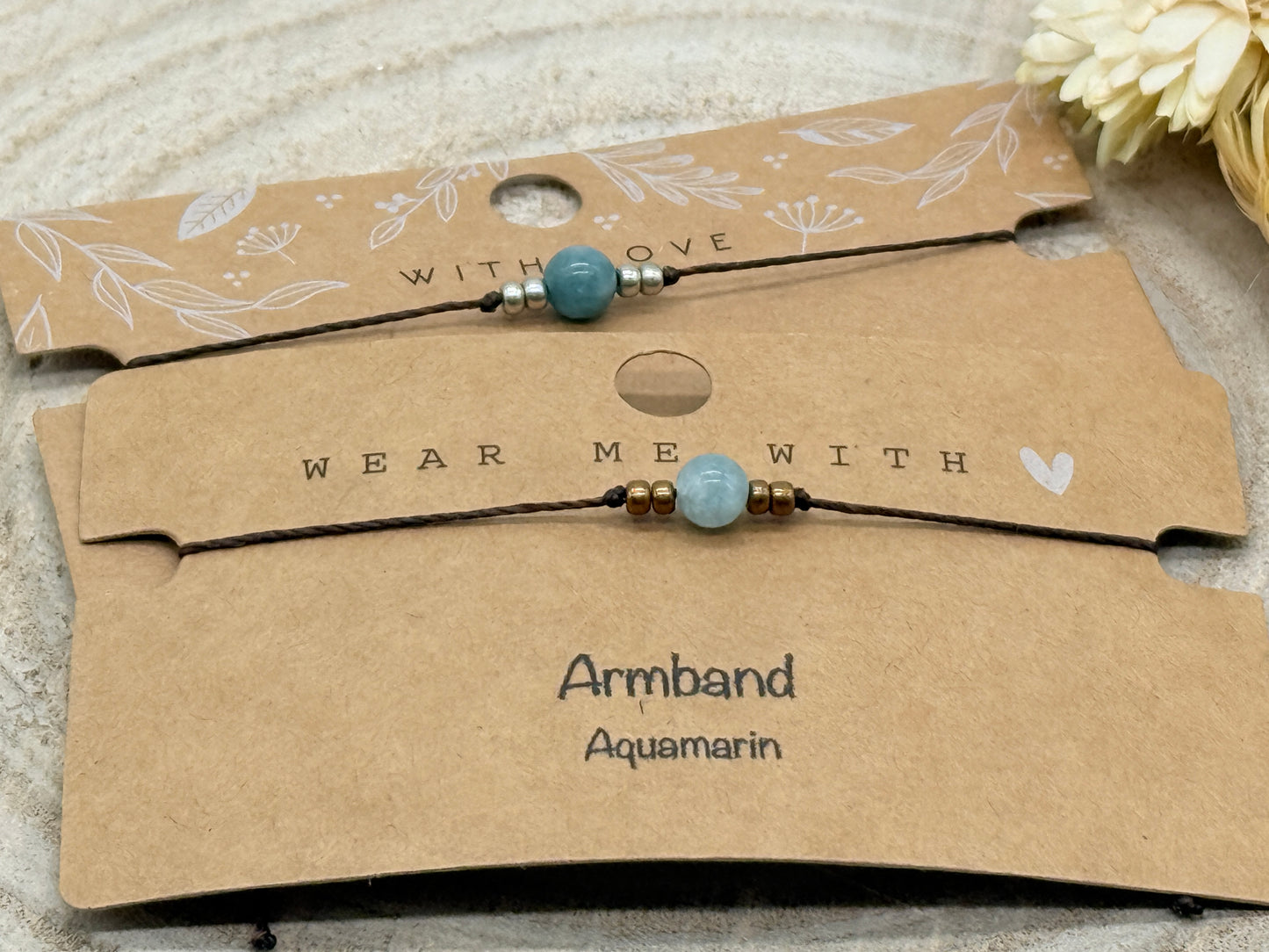 Freundschaftsarmband Makramee Halbedelstein Armband Aquamarin