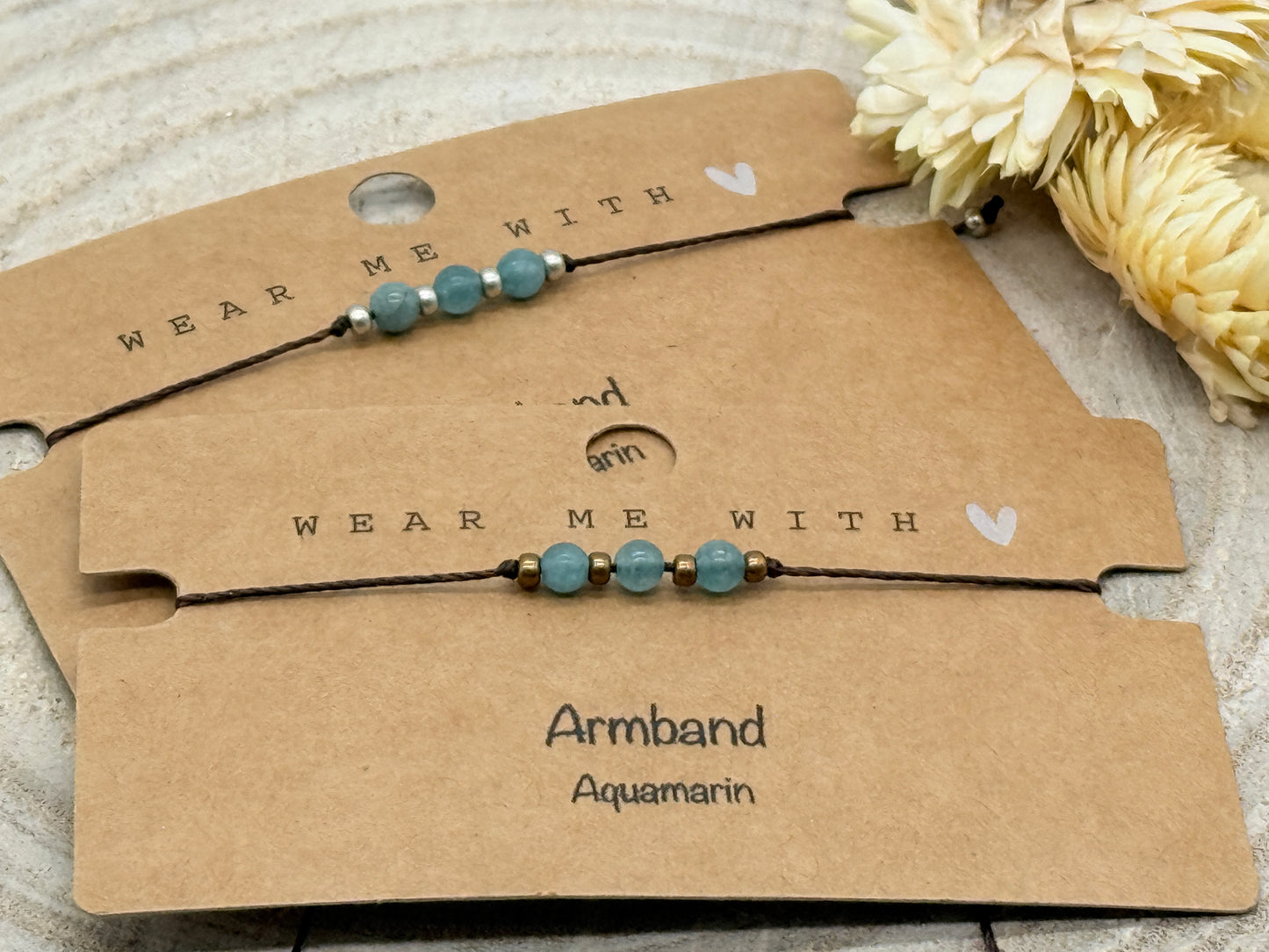 Freundschaftsarmband Makramee Halbedelstein Armband Aquamarin