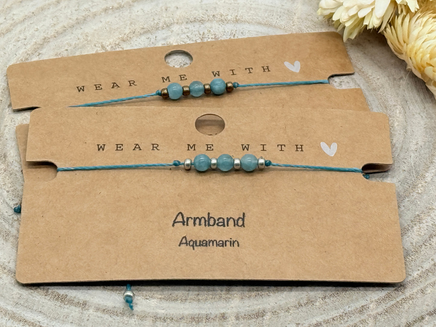 Freundschaftsarmband Makramee Halbedelstein Armband Aquamarin