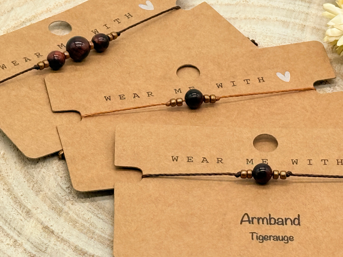 Freundschaftsarmband Makramee Halbedelstein Armband Tigerauge