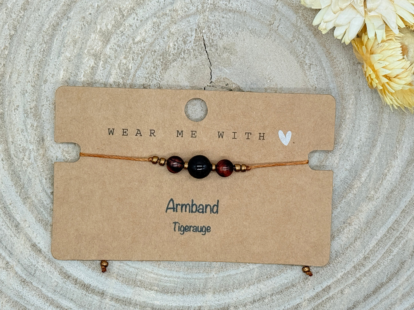 Freundschaftsarmband Makramee Halbedelstein Armband Tigerauge