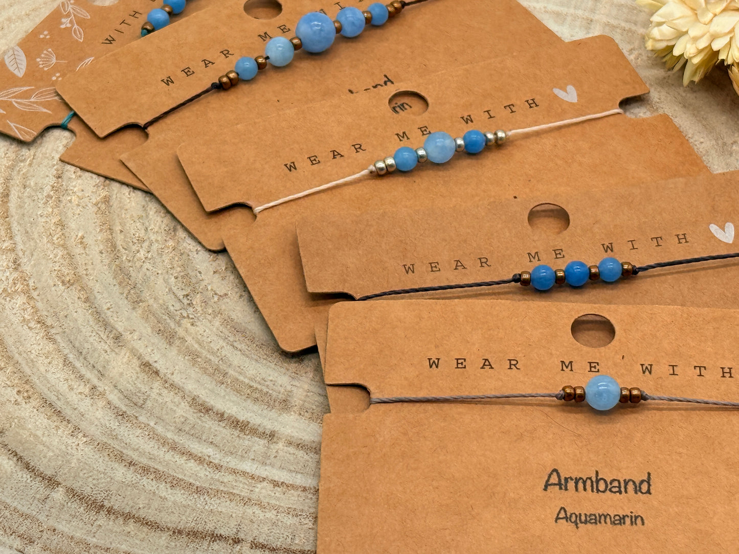 Freundschaftsarmband Makramee Halbedelstein Armband Aquamarin