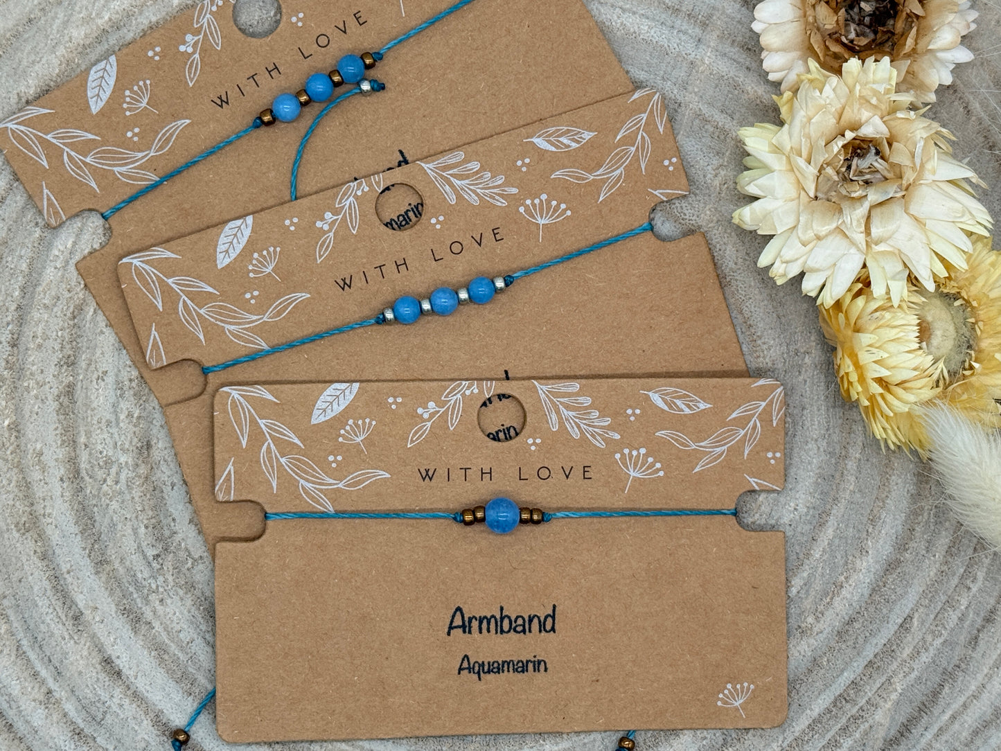 Freundschaftsarmband Makramee Halbedelstein Armband Aquamarin