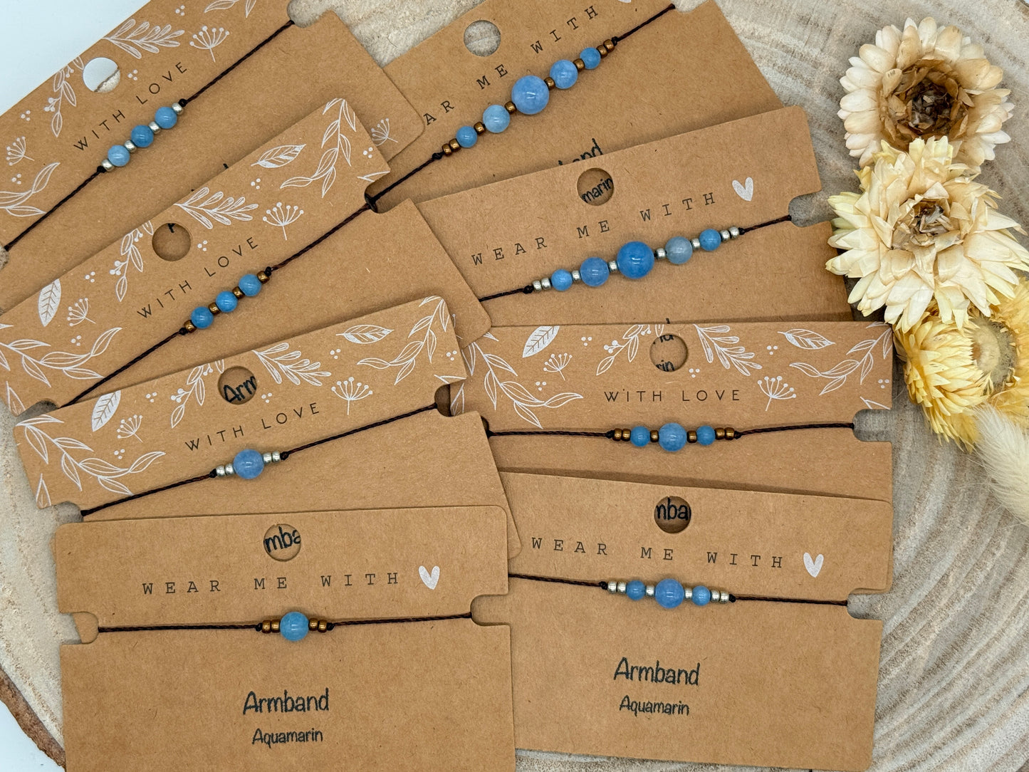 Freundschaftsarmband Makramee Halbedelstein Armband Aquamarin