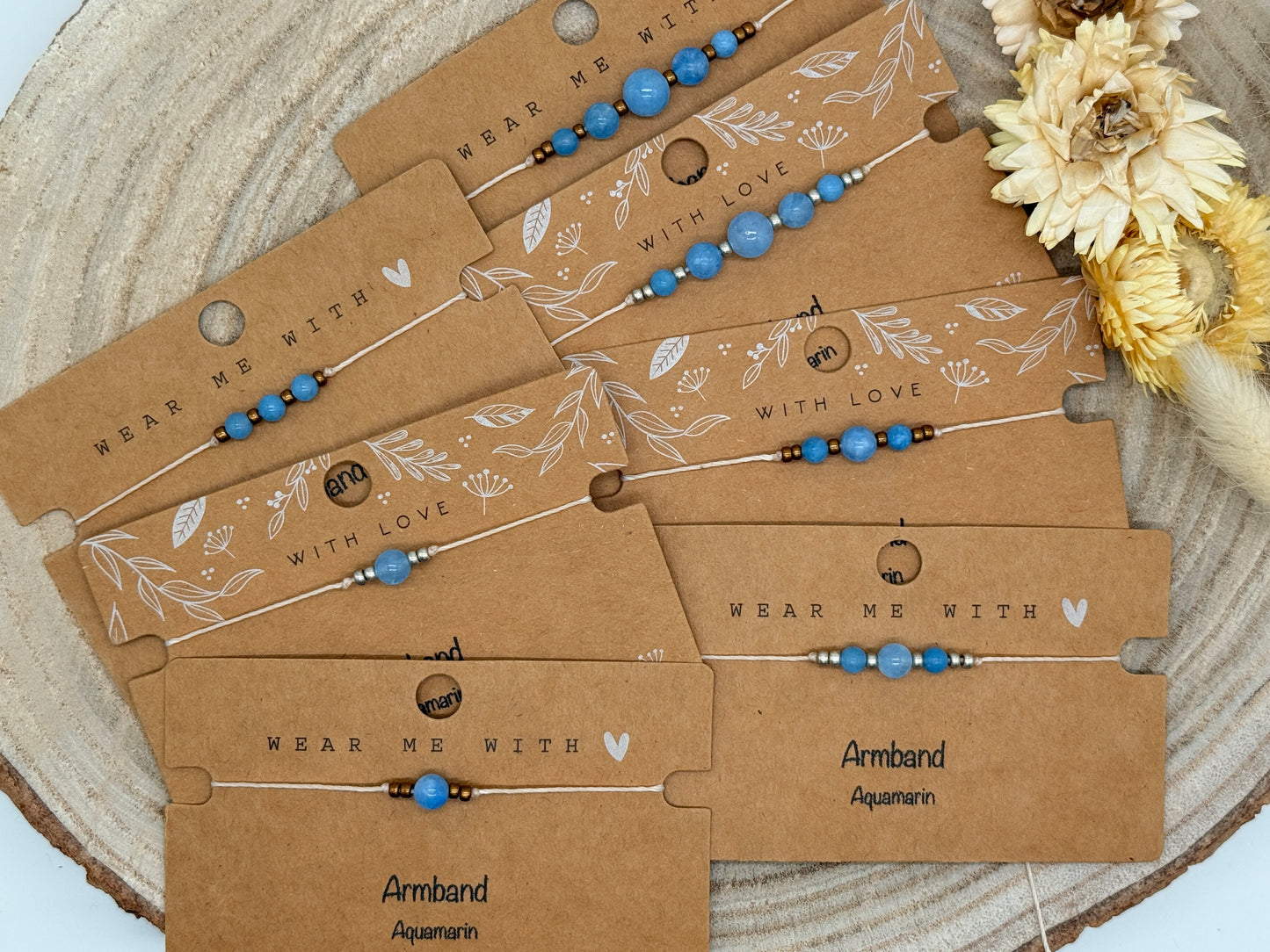 Freundschaftsarmband Makramee Halbedelstein Armband Aquamarin