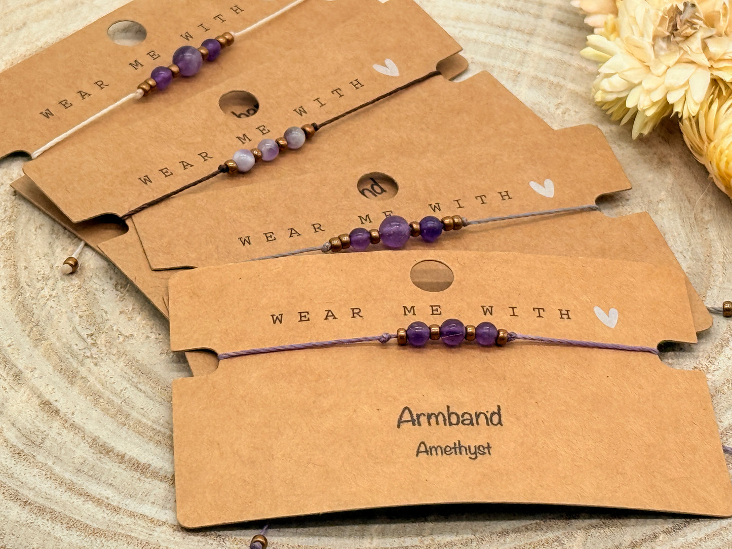 Freundschaftsarmband Makramee Halbedelstein Armband Amethyst