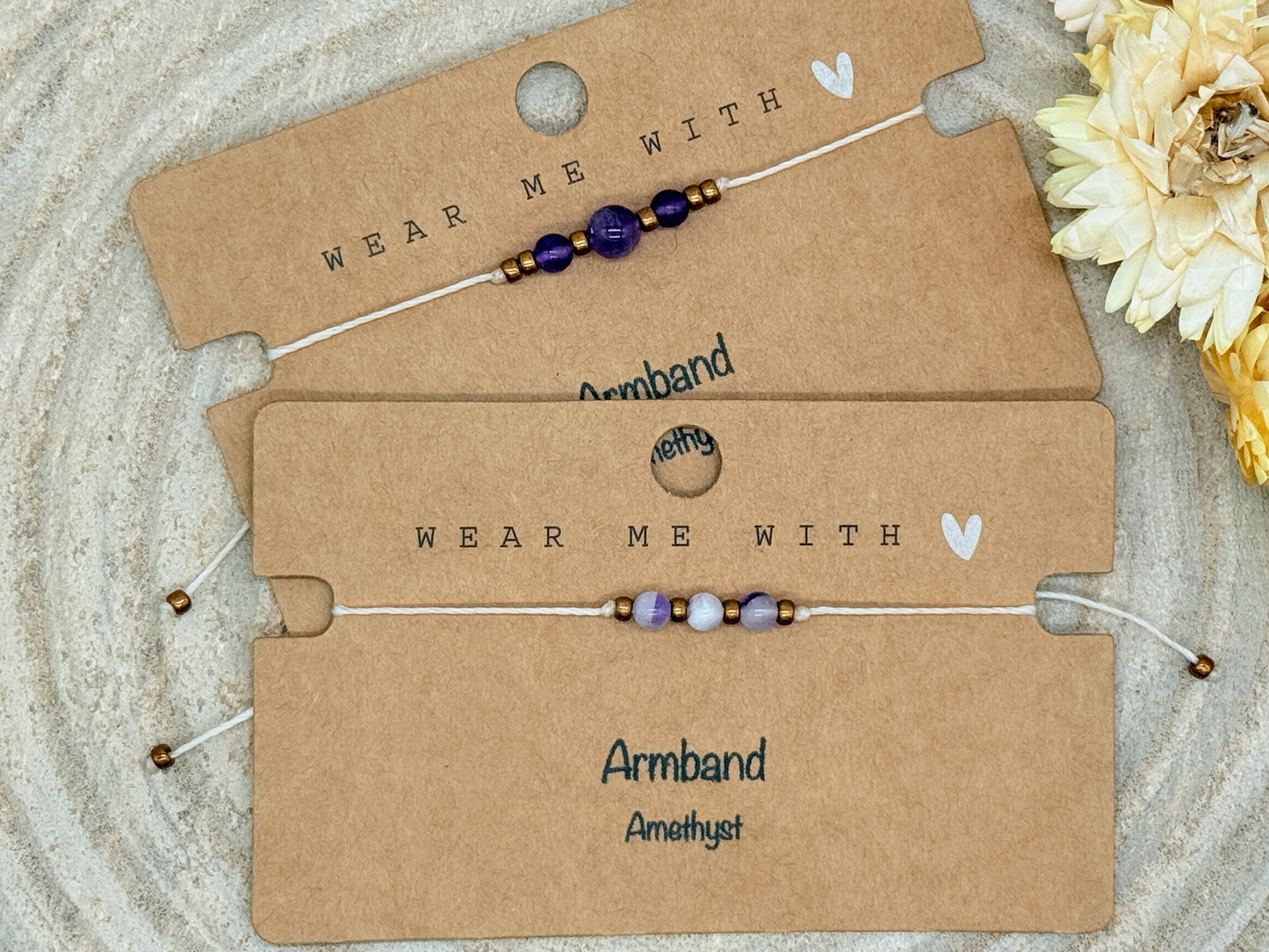 Freundschaftsarmband Makramee Halbedelstein Armband Amethyst