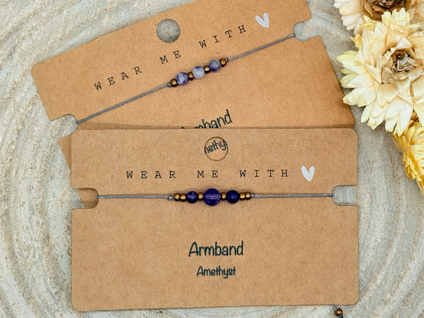 Freundschaftsarmband Makramee Halbedelstein Armband Amethyst