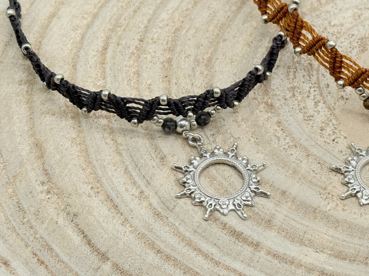 Makramee Schmuck Choker Halskette Sonne