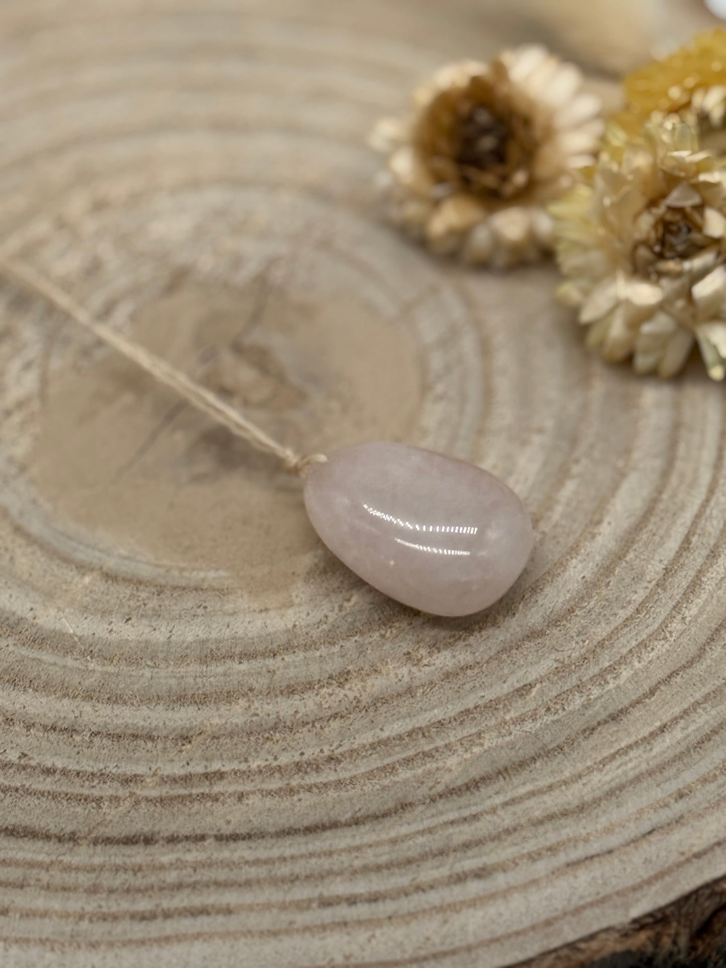 Makramee Choker Halbedelstein Kette Rosenquarz