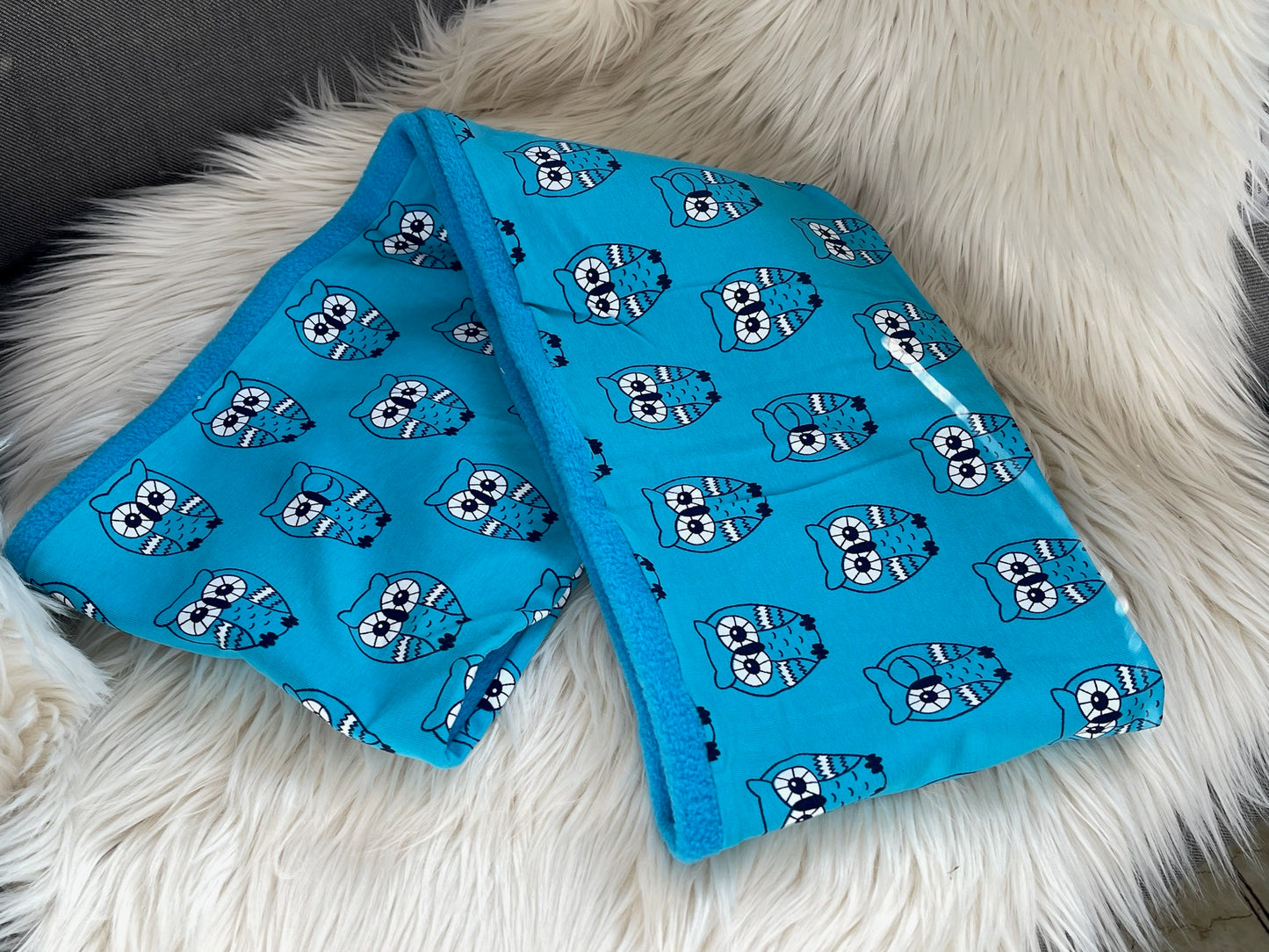 Loop mit Fleece Eule blau ca. 140cm