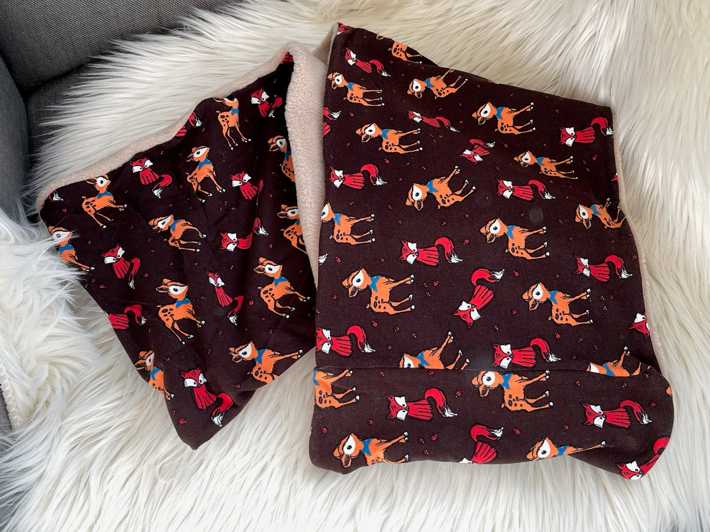 Loop mit Fleece Reh & Fuchs braun ca. 140cm