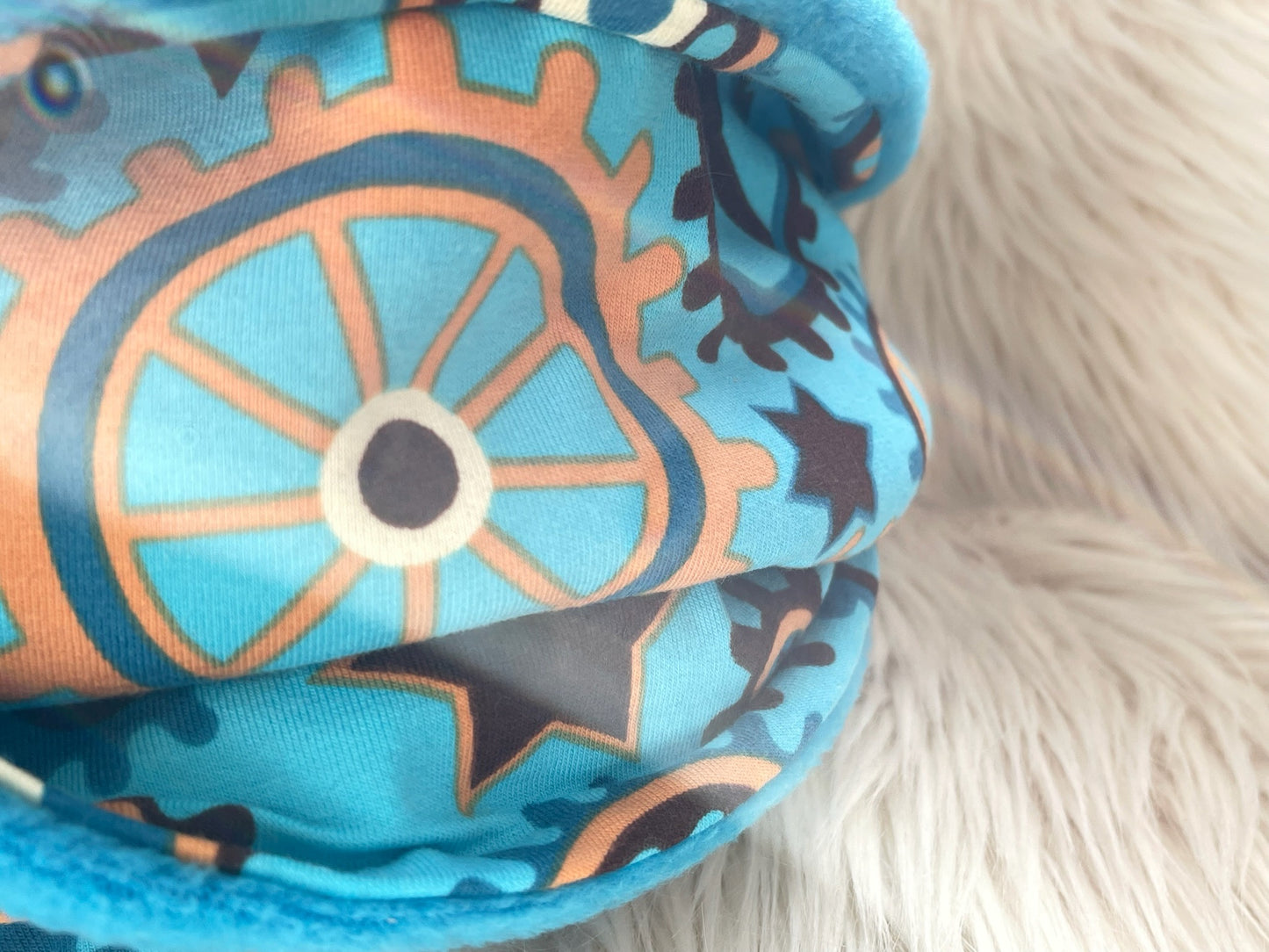 Loop mit Fleece Zahnrädern blau ca. 140cm