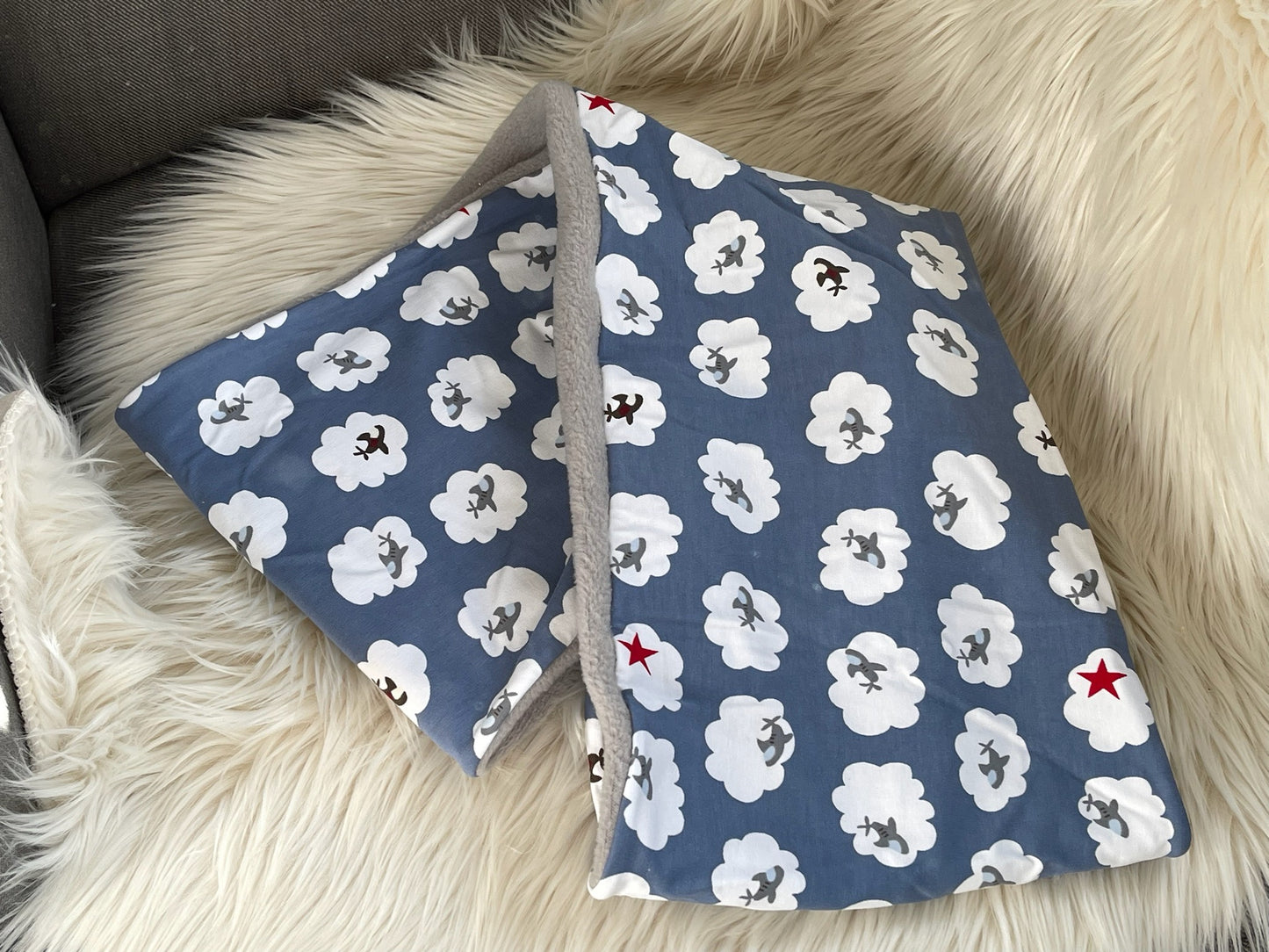 Loop mit Fleece Flugzeuge blau ca. 140cm