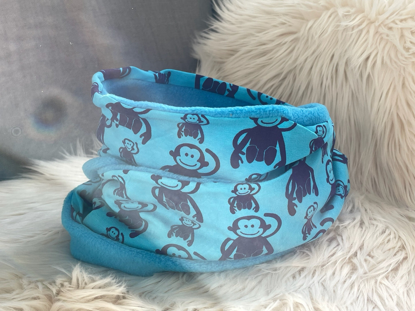 Loop mit Fleece Äffchen blau ca. 130cm