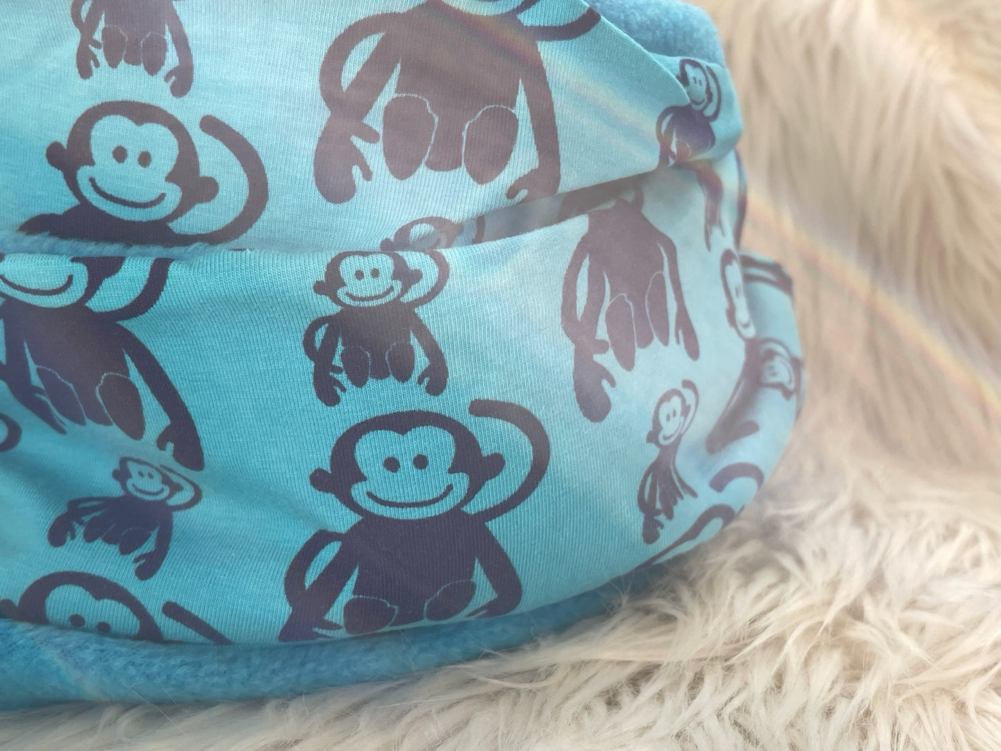 Loop mit Fleece Äffchen blau ca. 130cm