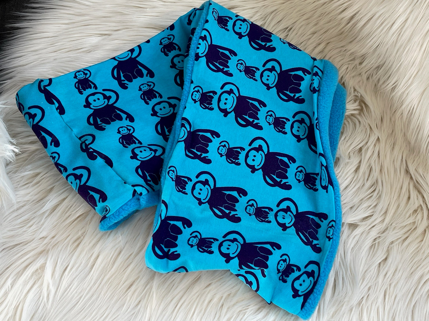 Loop mit Fleece Äffchen blau ca. 130cm