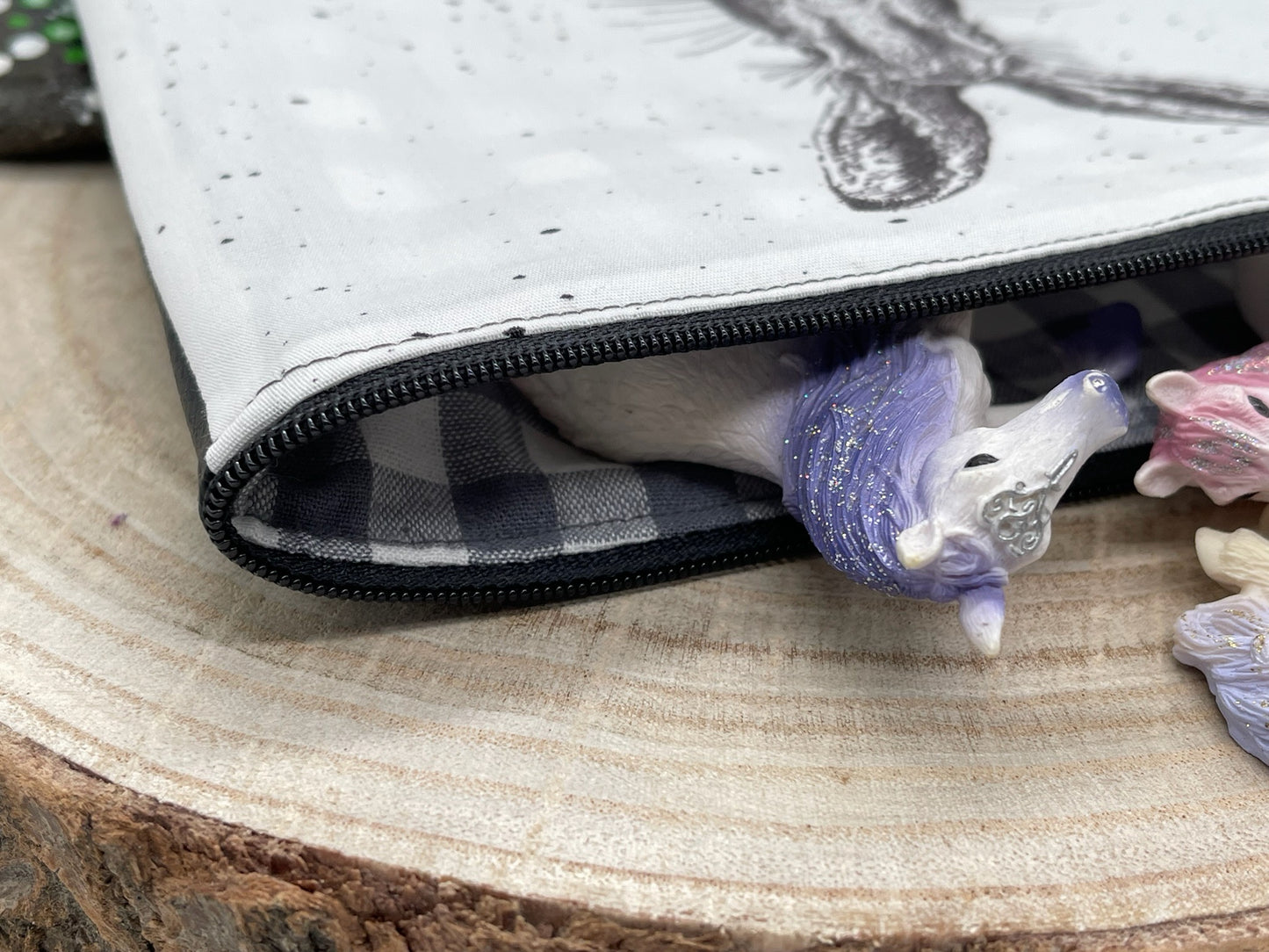 Stylische Federtasche Stifttasche Hase II weiß/schwarz