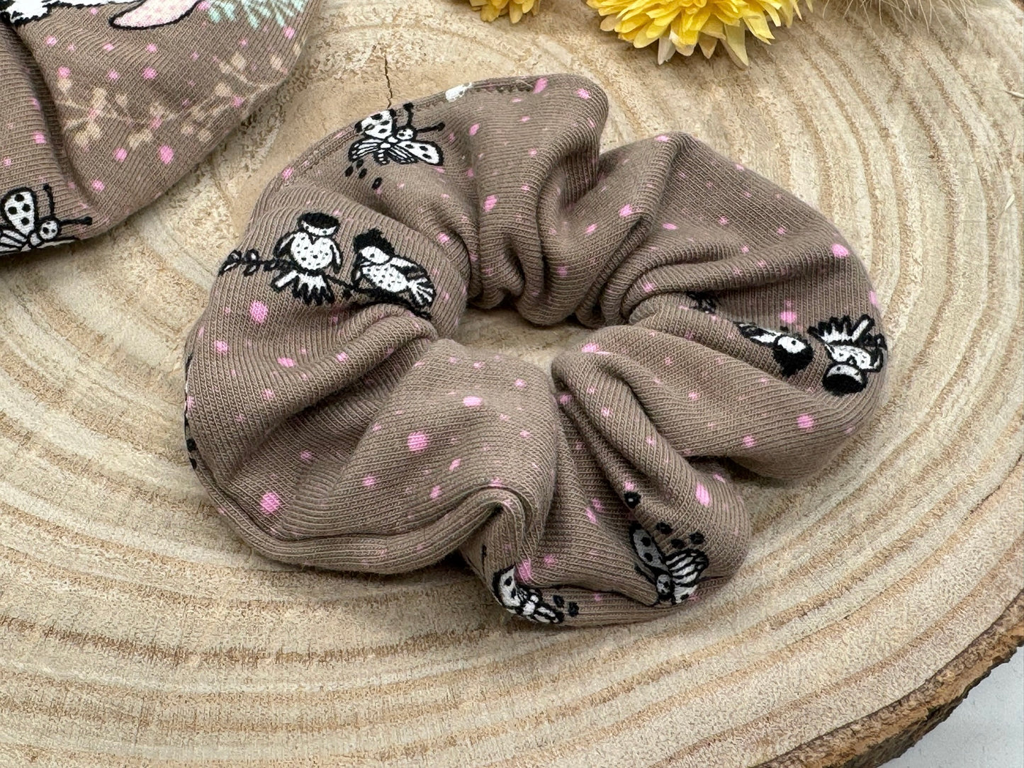 Scrunchie Haargummi elastisches Haarband für feines oder dickes Haar Bären liebe auf braun