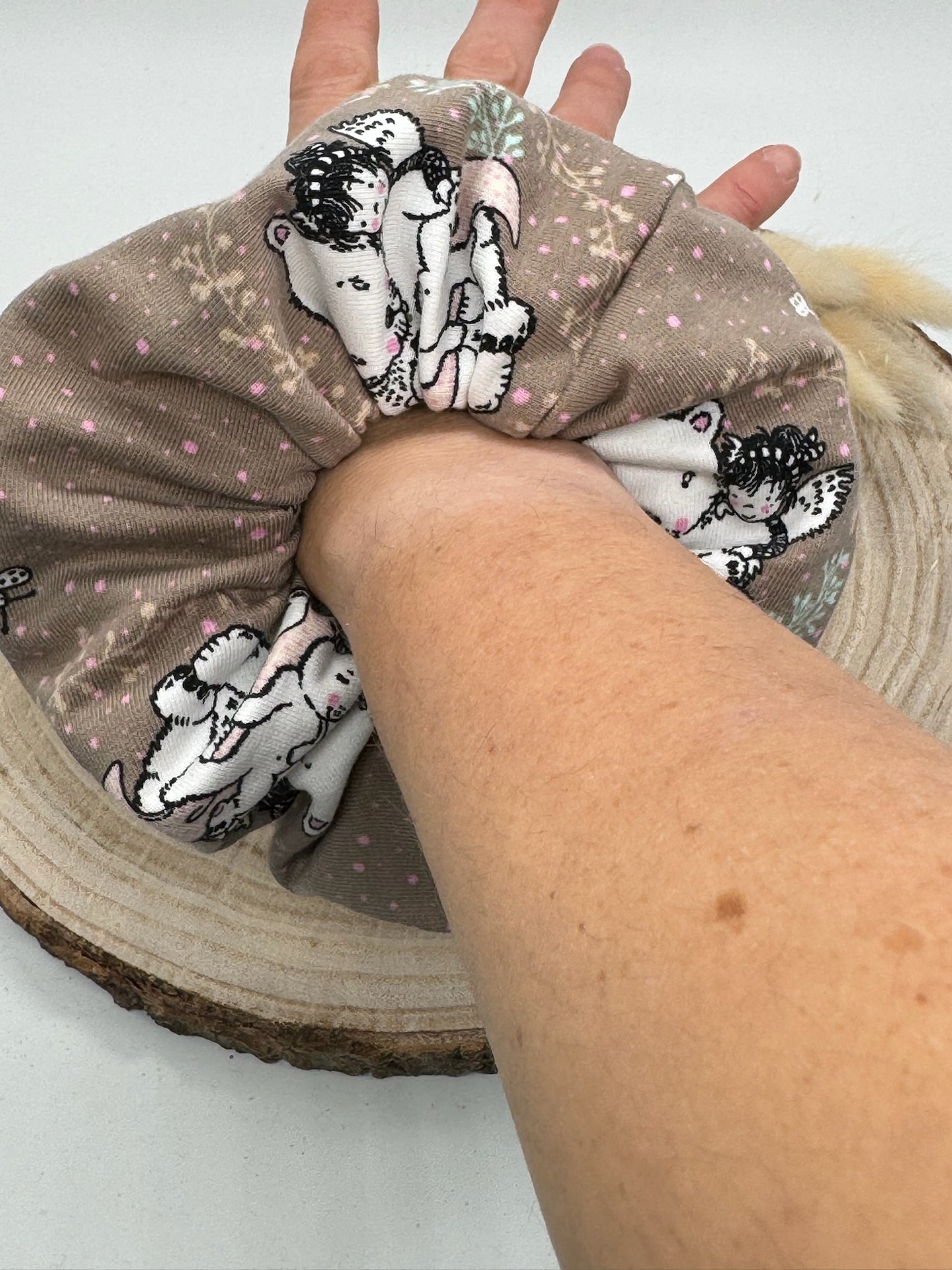 Scrunchie Haargummi elastisches Haarband für feines oder dickes Haar Bären liebe auf braun