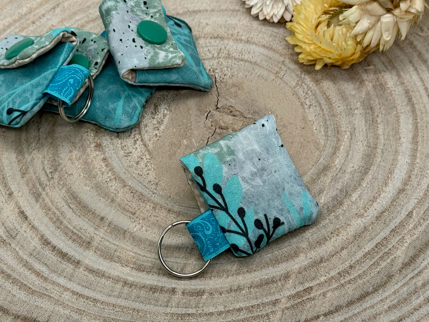 Schlüsselanhänger Mini Tasche mit Einkaufswagenchip praktische Mini Geldbörse blau grau