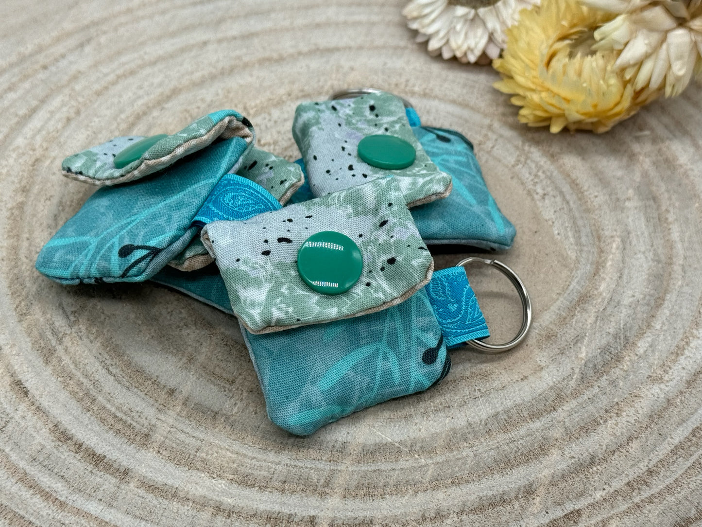 Schlüsselanhänger Mini Tasche mit Einkaufswagenchip praktische Mini Geldbörse blau grau