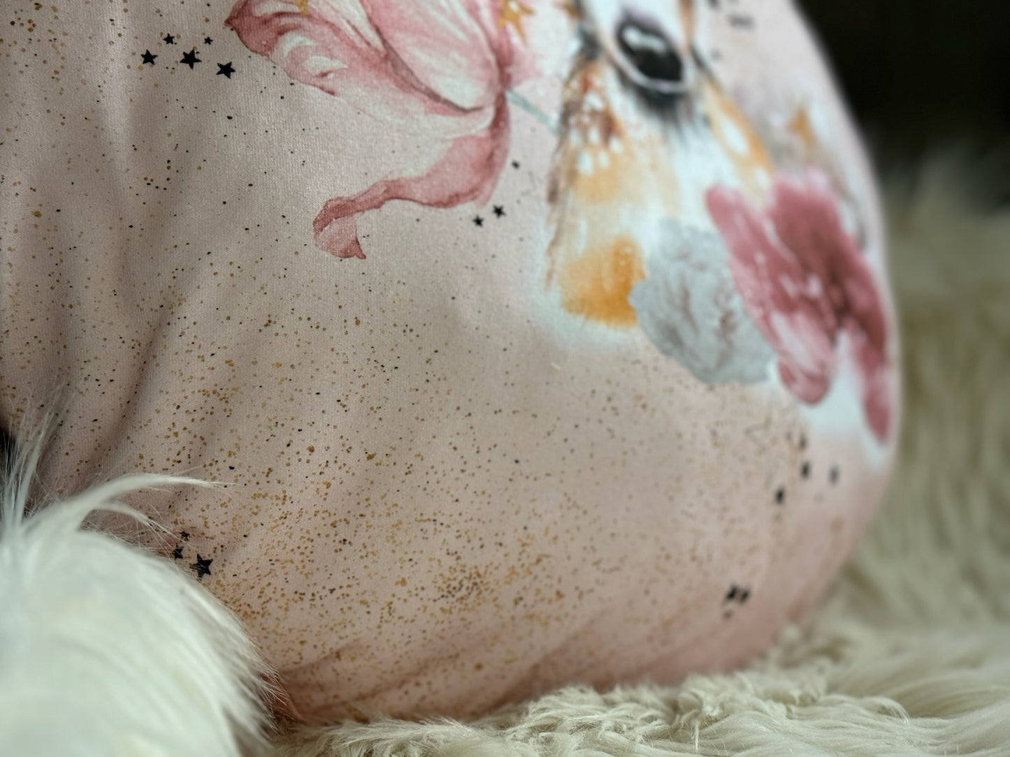 Handgemachtes weiches gemütliches Kissen Kuschelkissen Dekokissen Reisekissen kleines Rehkitz rosa