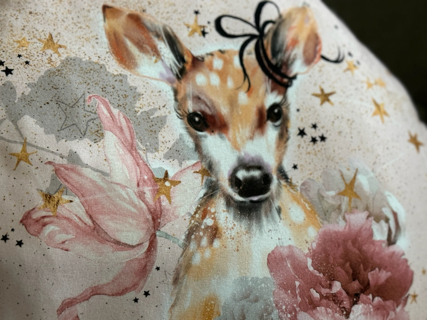 Handgemachtes weiches gemütliches Kissen Kuschelkissen Dekokissen Reisekissen kleines Rehkitz rosa