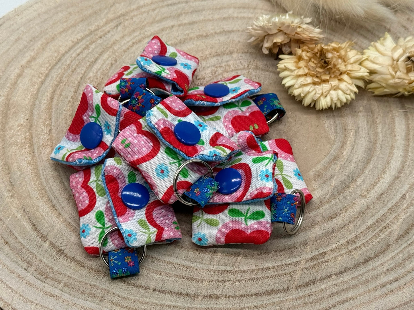 Schlüsselanhänger Mini Tasche mit Einkaufswagenchip praktische Mini Geldbörse kleiner Apfel