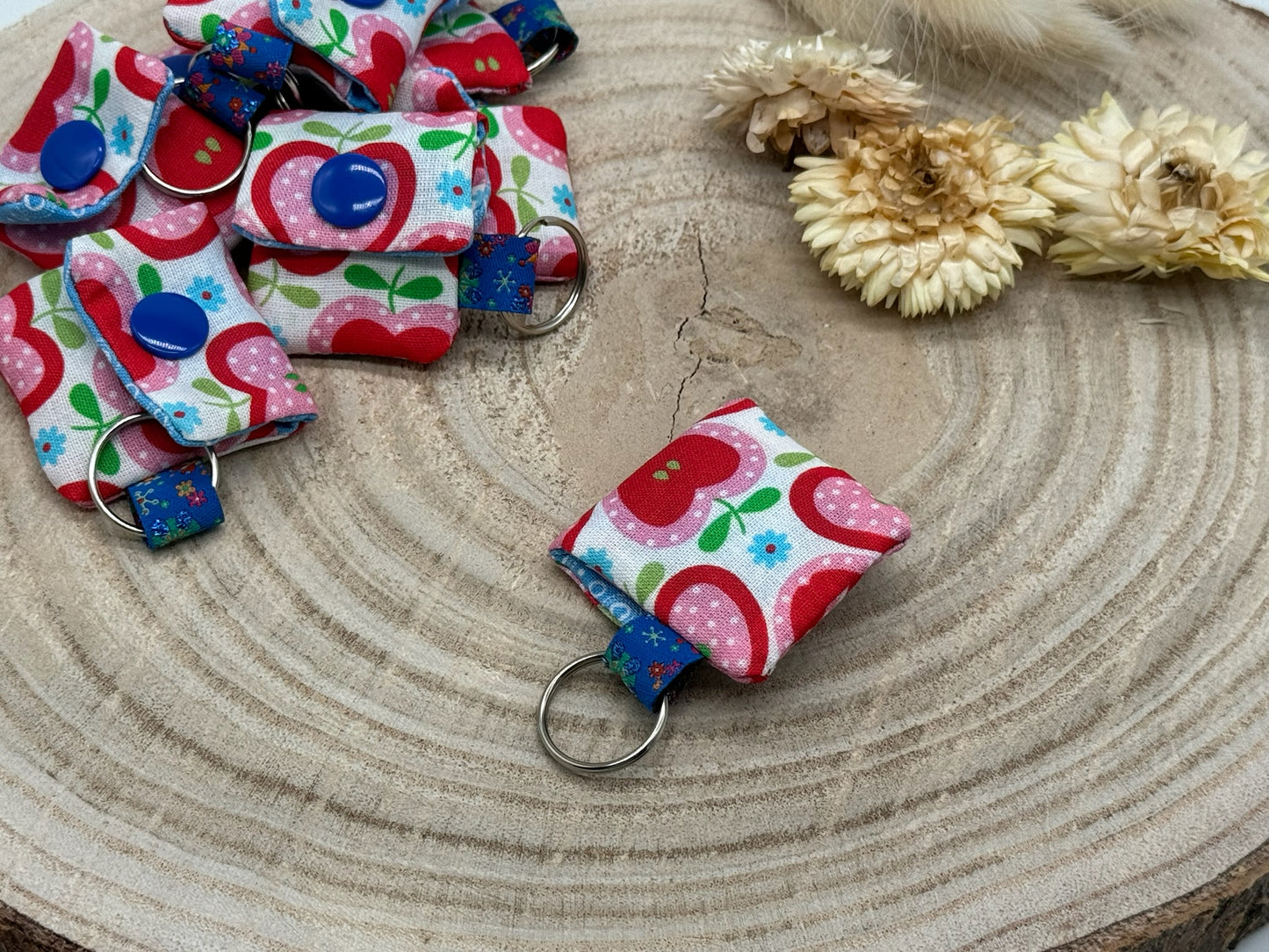 Schlüsselanhänger Mini Tasche mit Einkaufswagenchip praktische Mini Geldbörse kleiner Apfel