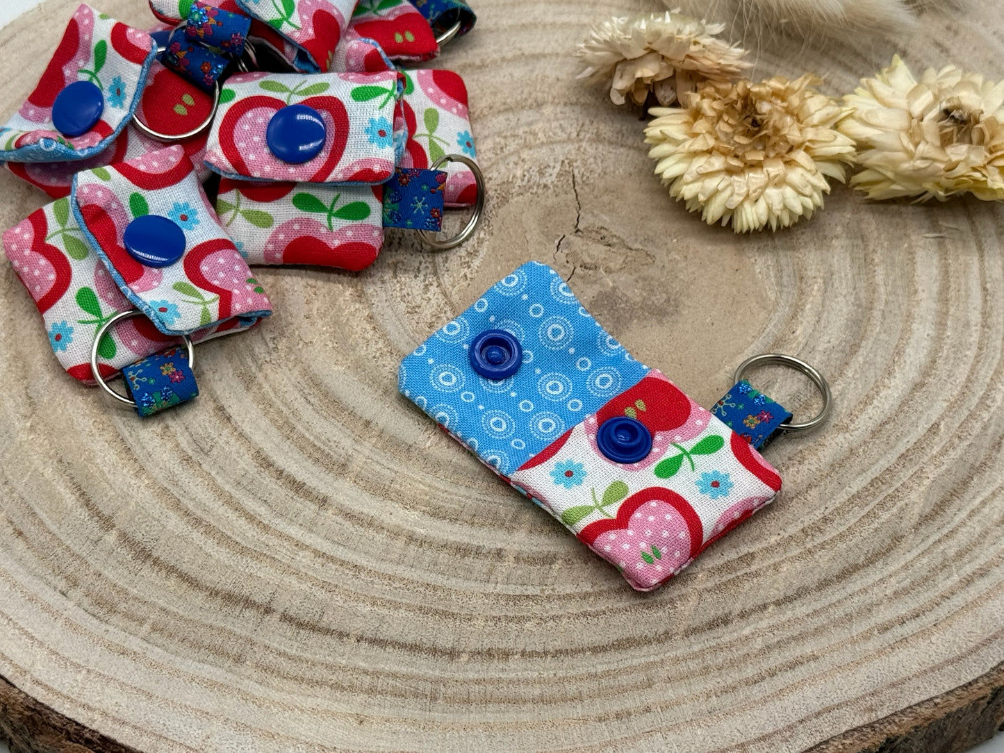 Schlüsselanhänger Mini Tasche mit Einkaufswagenchip praktische Mini Geldbörse kleiner Apfel