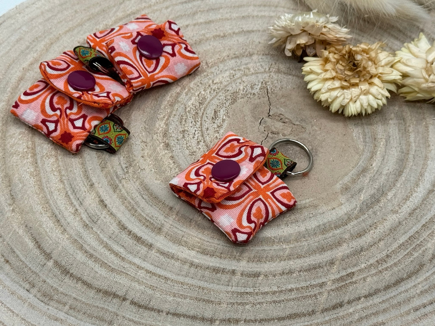Schlüsselanhänger Mini Tasche mit Einkaufswagenchip praktische Mini Geldbörse Retro Muster