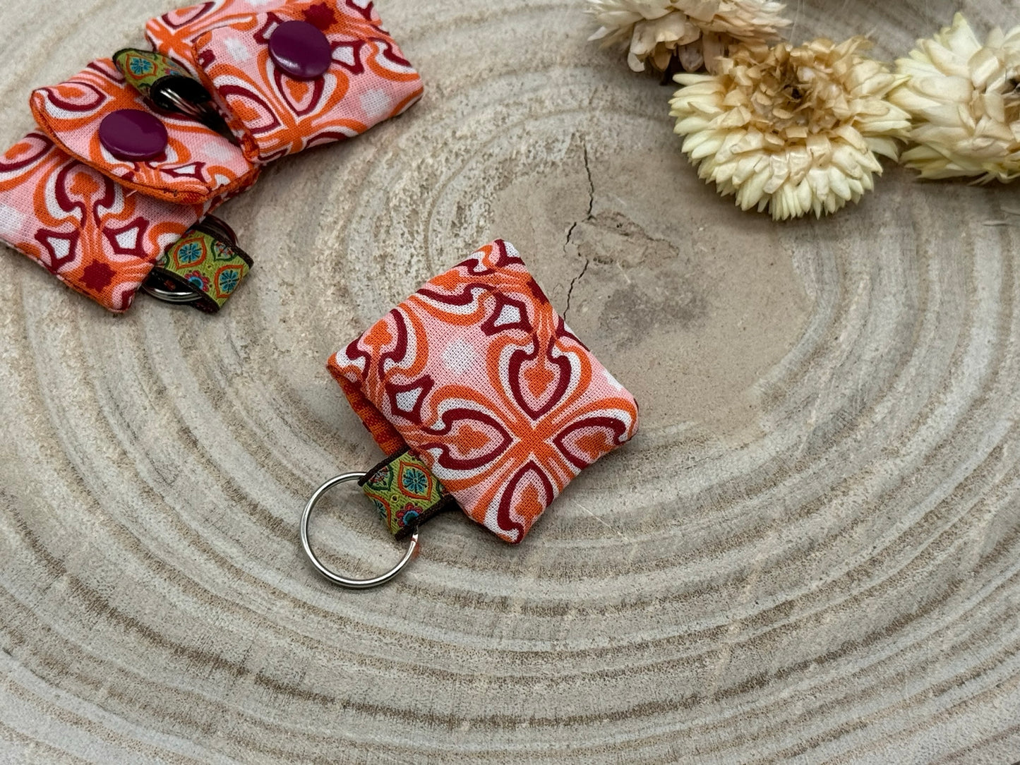Schlüsselanhänger Mini Tasche mit Einkaufswagenchip praktische Mini Geldbörse Retro Muster