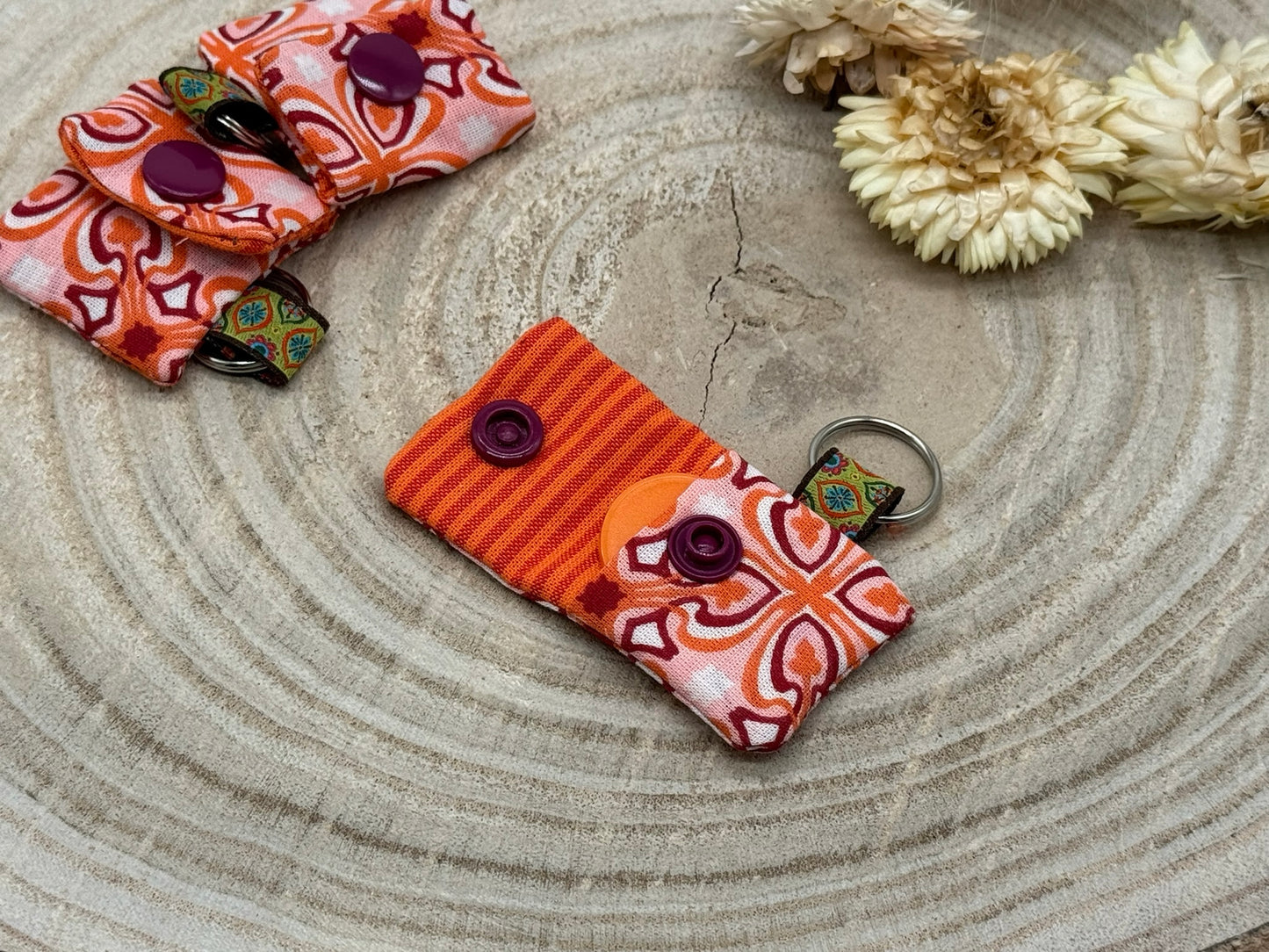 Schlüsselanhänger Mini Tasche mit Einkaufswagenchip praktische Mini Geldbörse Retro Muster