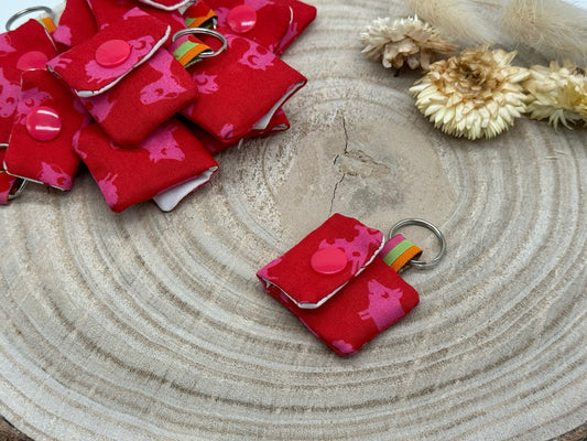 Einkaufschip Tasche Einkaufswagenchip Schlüsselanhänger praktische Mini Geldbörse Einkaufshilfe rot mit Tieren