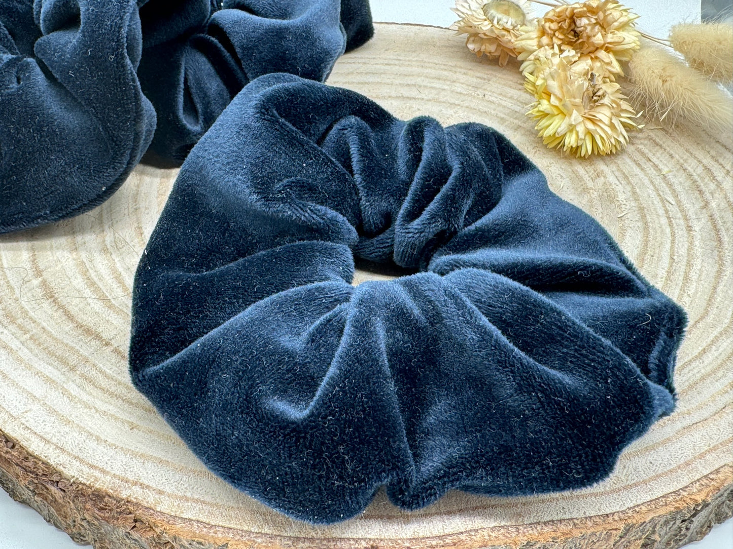 Velour Scrunchie Haargummi Uni dunkelblau
